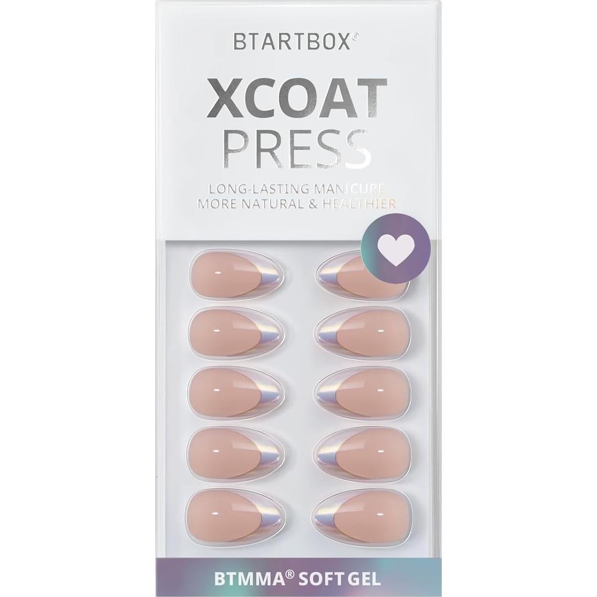 Uñas Postizas French Tip BTArtbox - Almendras Reutilizables 16 Tamaños