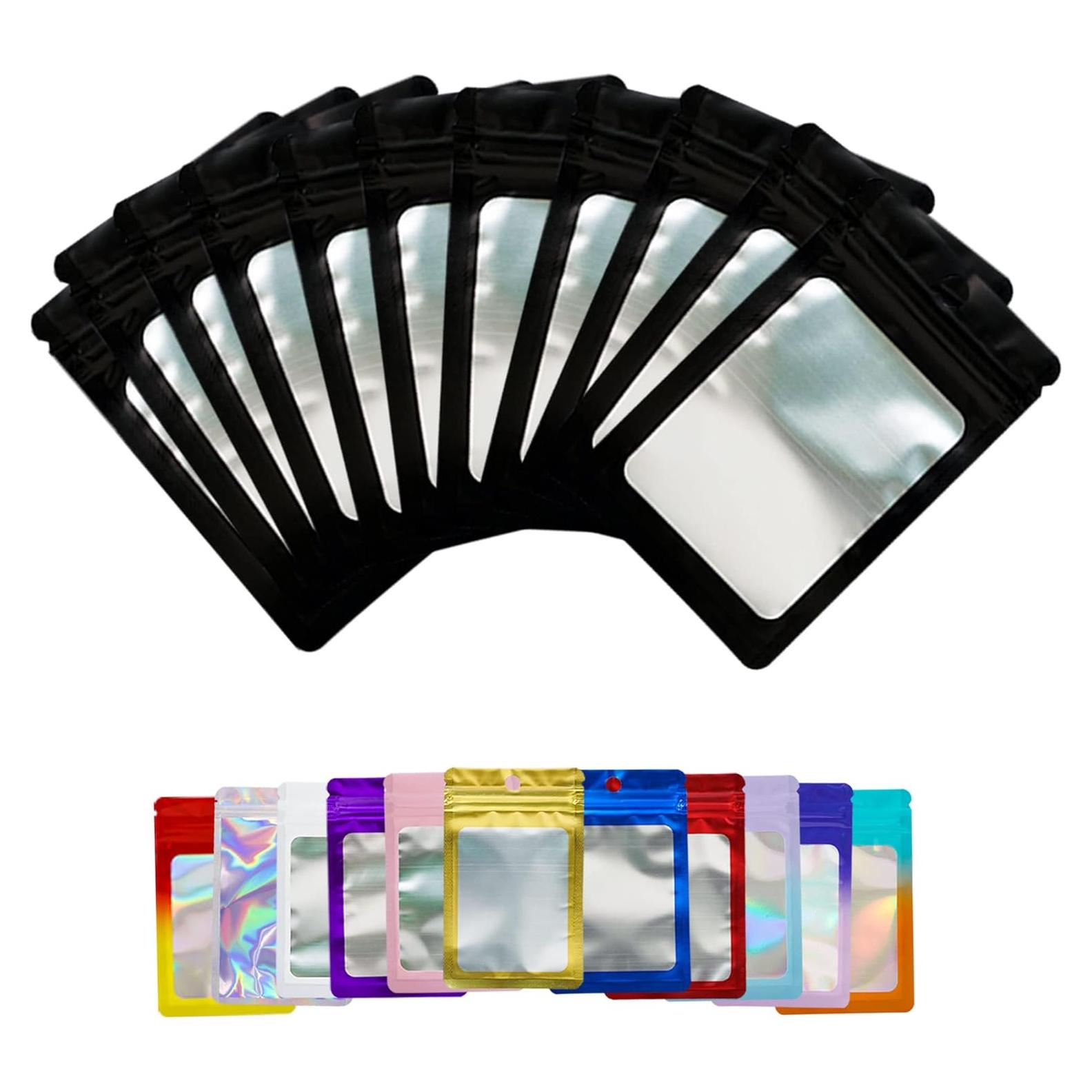 100 Bolsas Mylar Reutilizables Funnyleaf 6x10 cm Negras