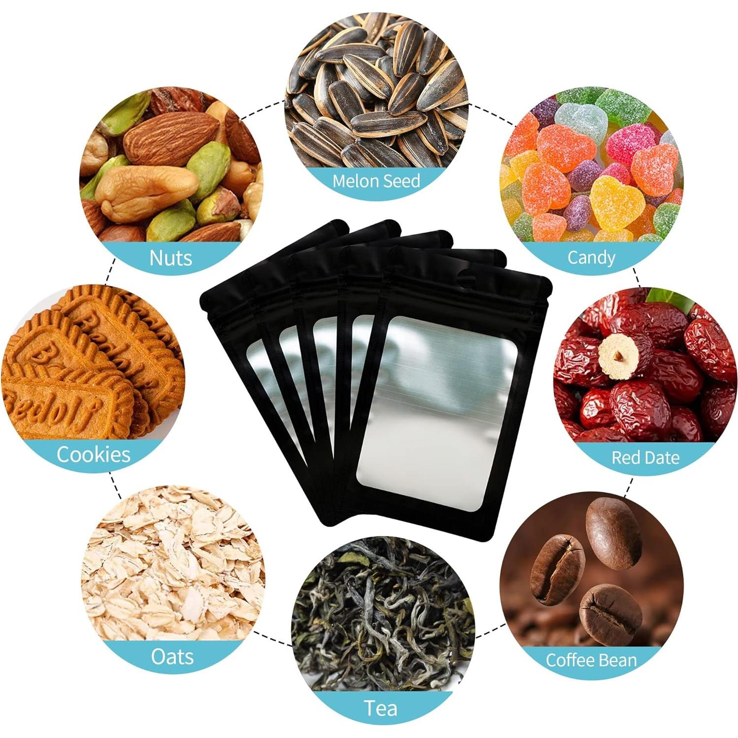 100 Bolsas Mylar Reutilizables Funnyleaf 6x10 cm Negras