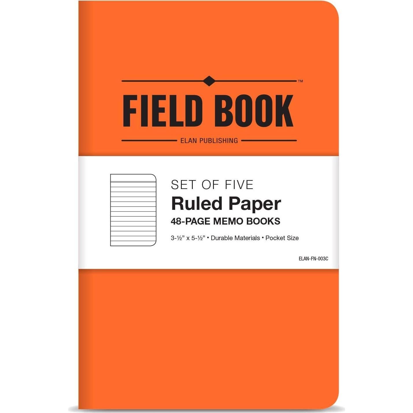Cuaderno de Campo Elan Publishing 5 Unidades Naranja Rayado