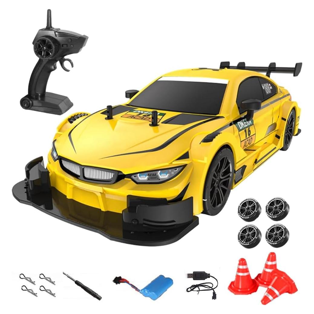 Coche RC Drift Dodoore 1:16 4WD 40 km/h Amarillo LED