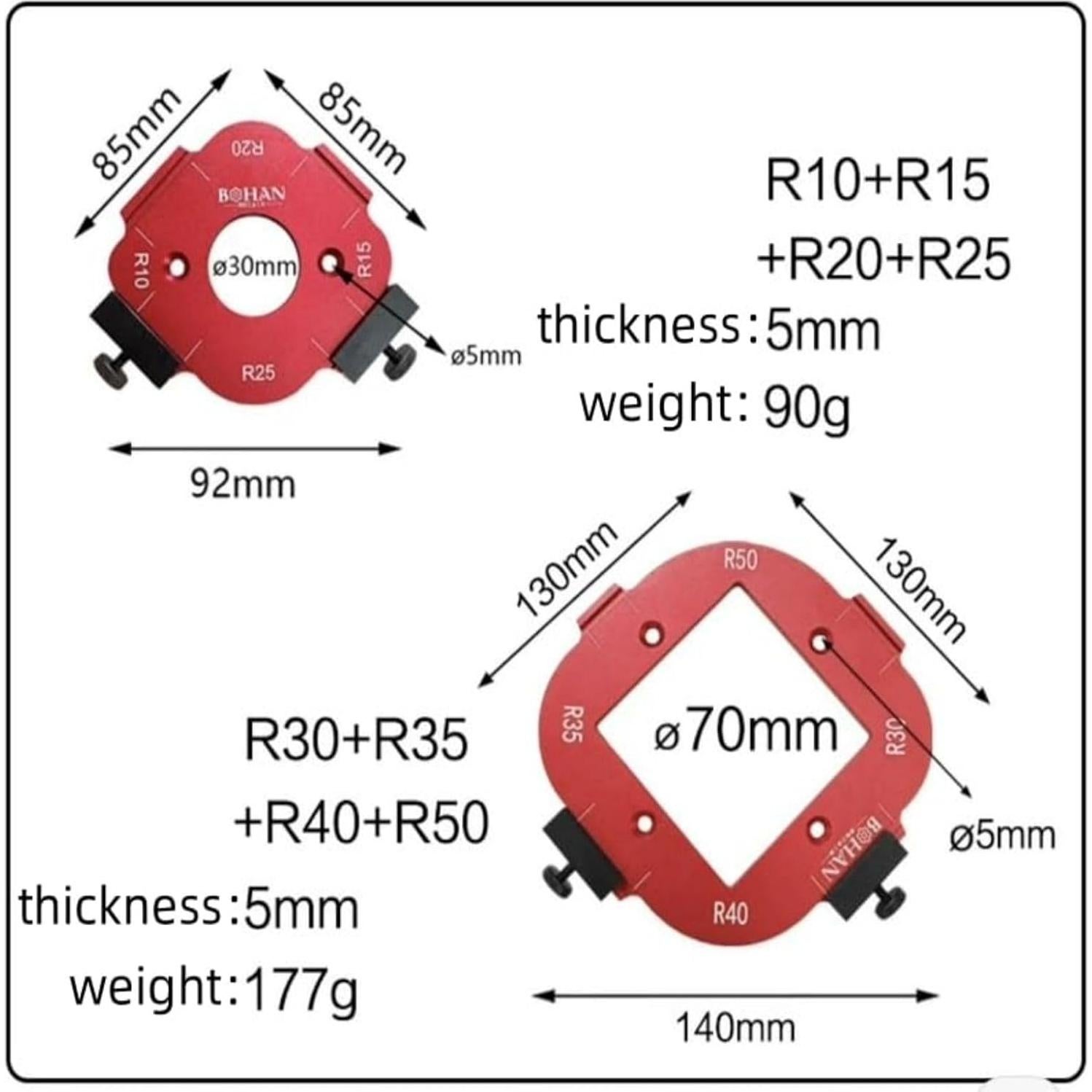 Plantilla de Router Radius Jig Partslety R10-R25 para Carpintería