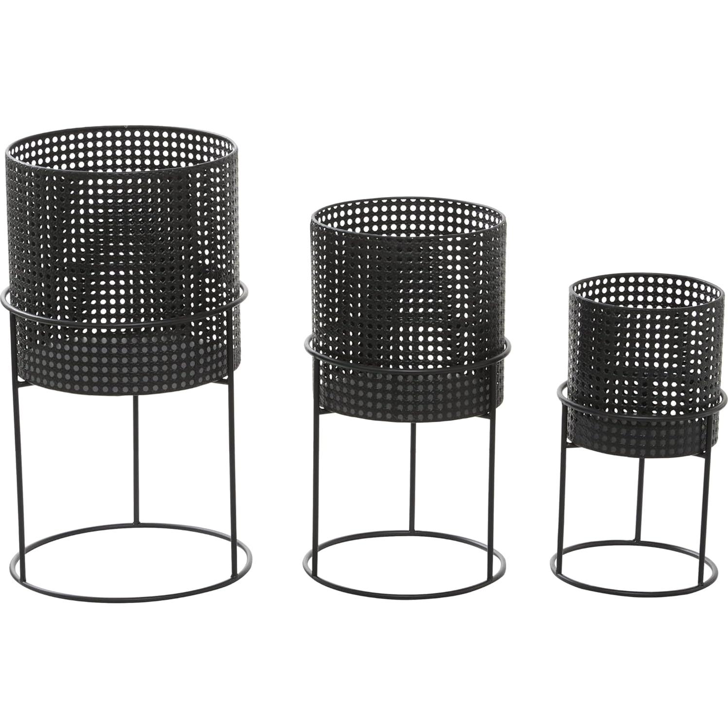 Juego de 3 Macetas Metálicas CosmoLiving 58.42 cm Negro