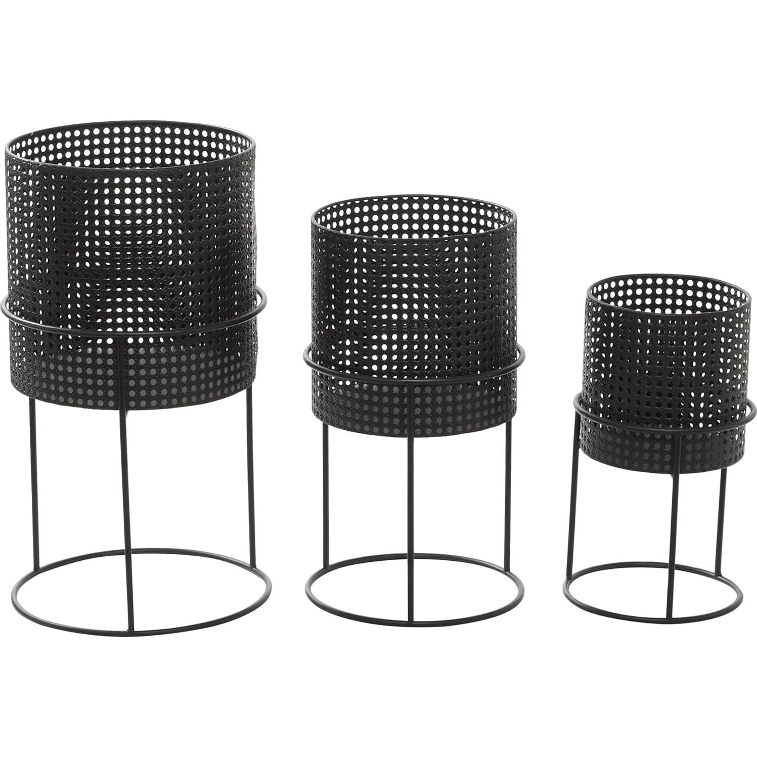 Juego de 3 Macetas Metálicas CosmoLiving 58.42 cm Negro