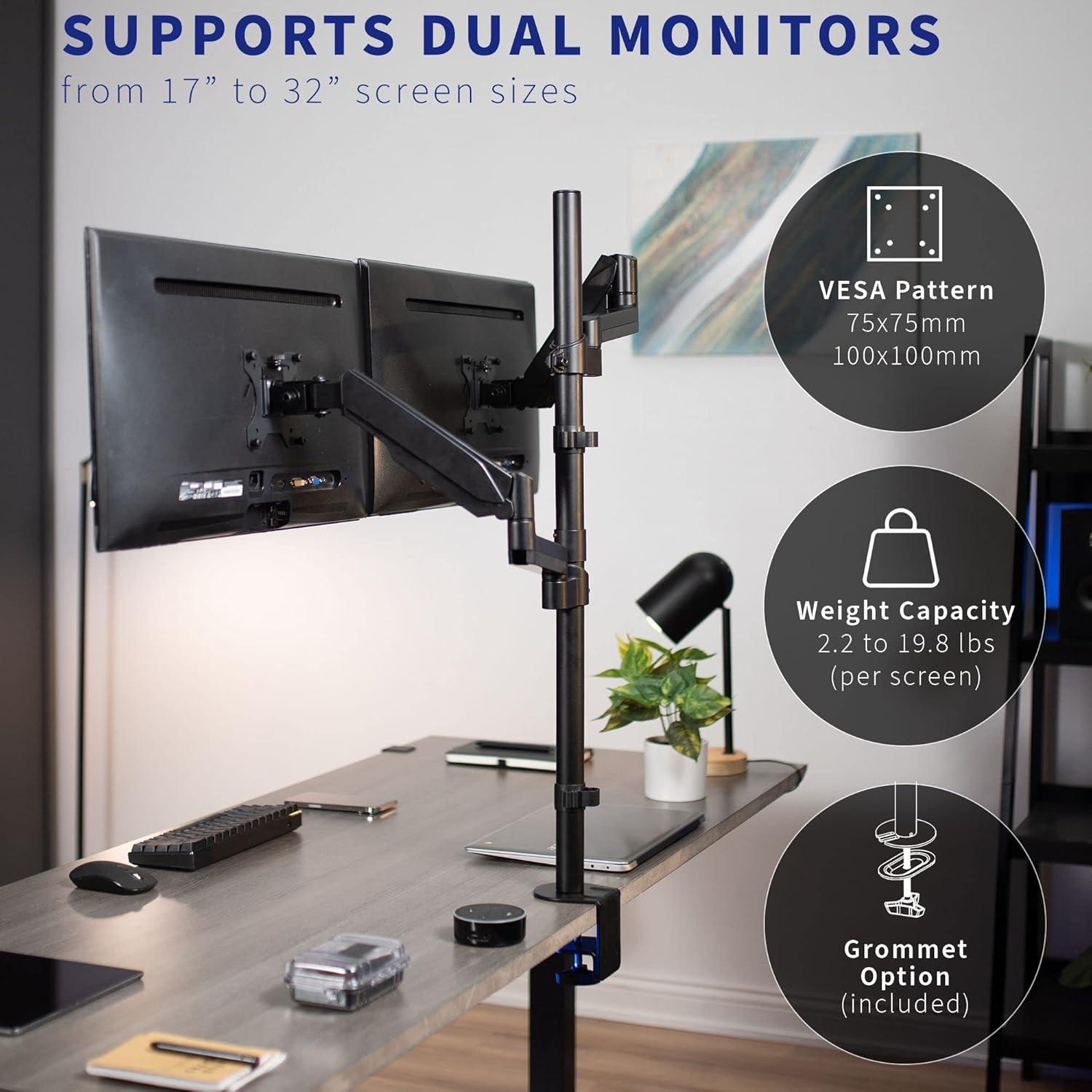 Soporte Doble para Monitor VIVO STAND-V012K Ajuste Neumático