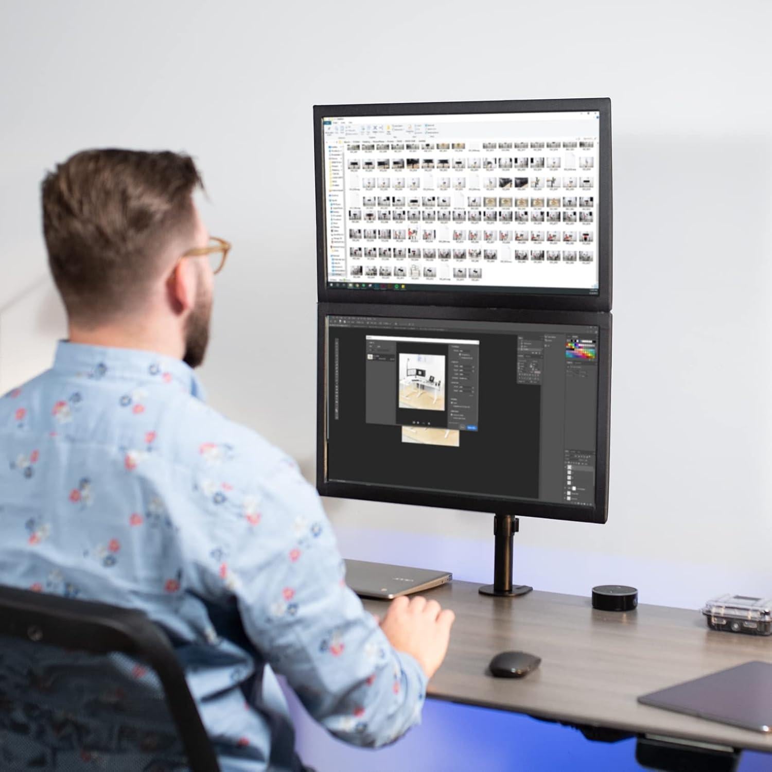 Soporte Doble para Monitor VIVO STAND-V012K Ajuste Neumático