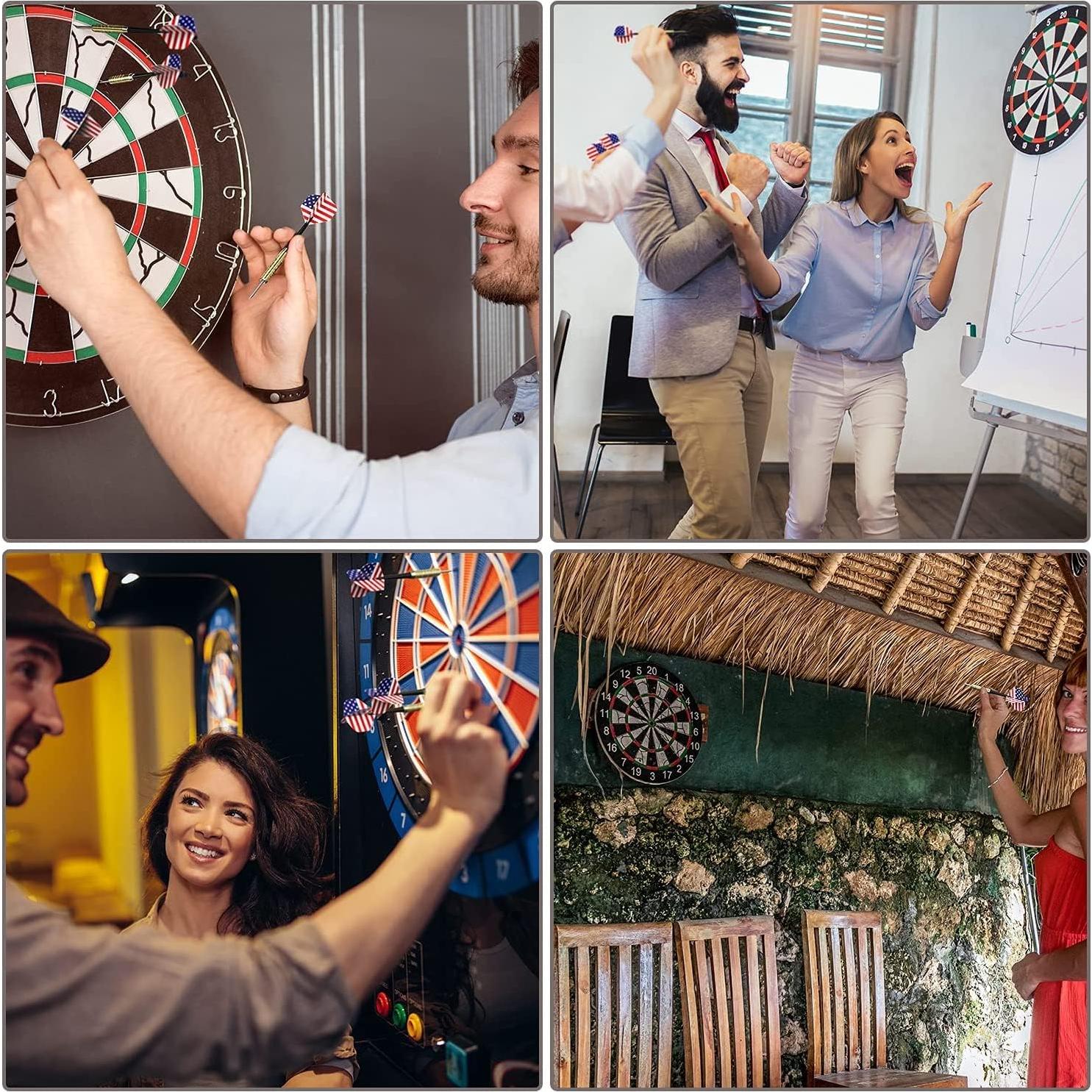 Dardos de Punta de Acero Ohuhu 12 Pcs con Alas Nacionales