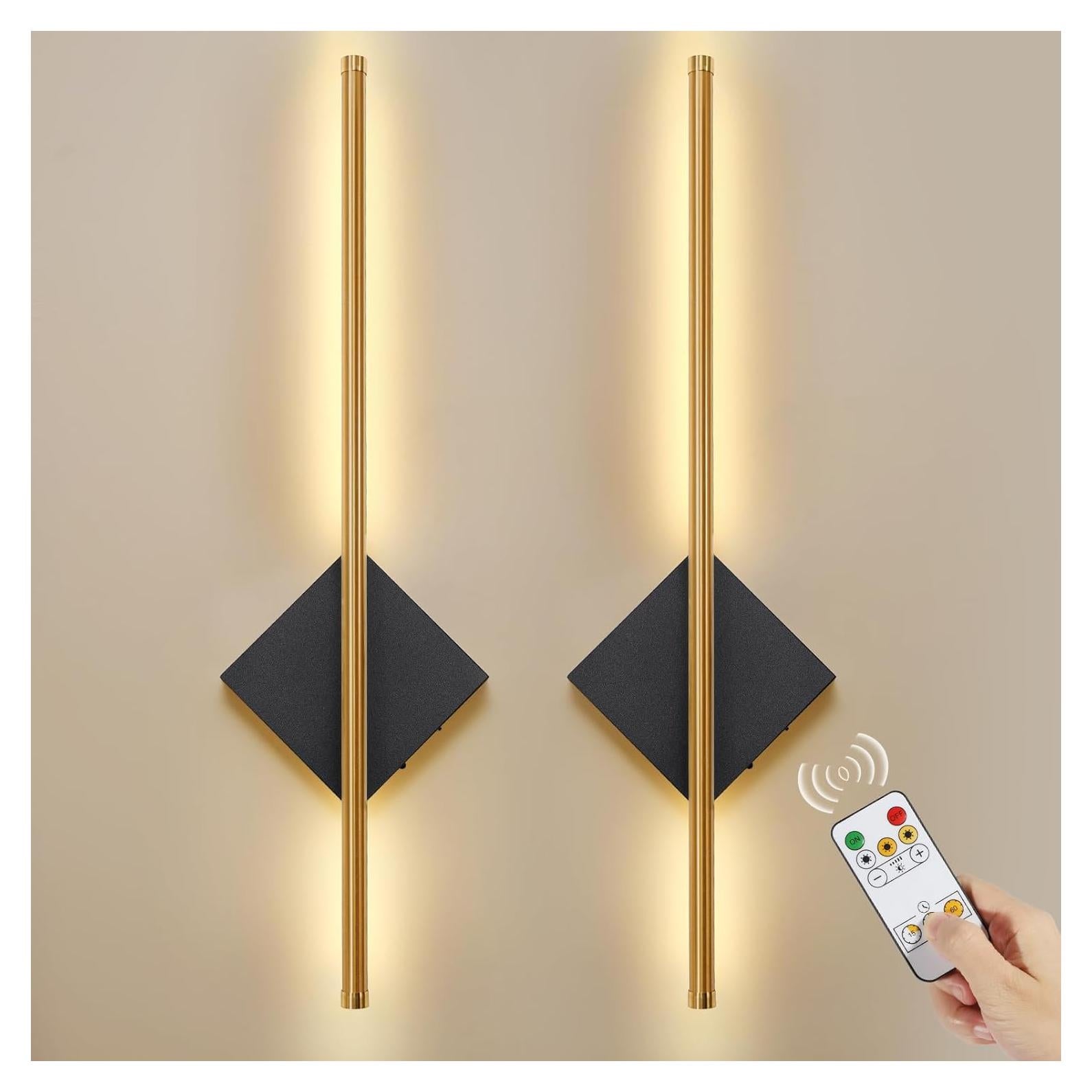 Aplique de Pared Inalámbrico KOPNKMEN 60 cm Dorado y Negro