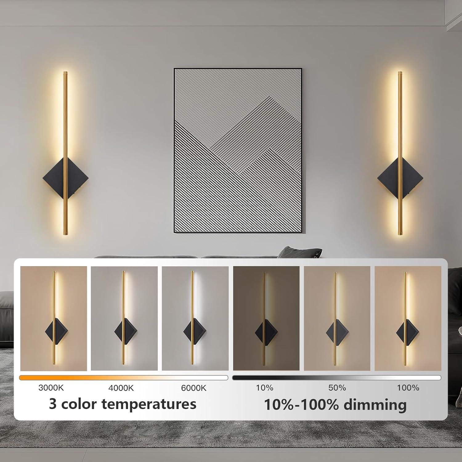 Aplique de Pared Inalámbrico KOPNKMEN 60 cm Dorado y Negro