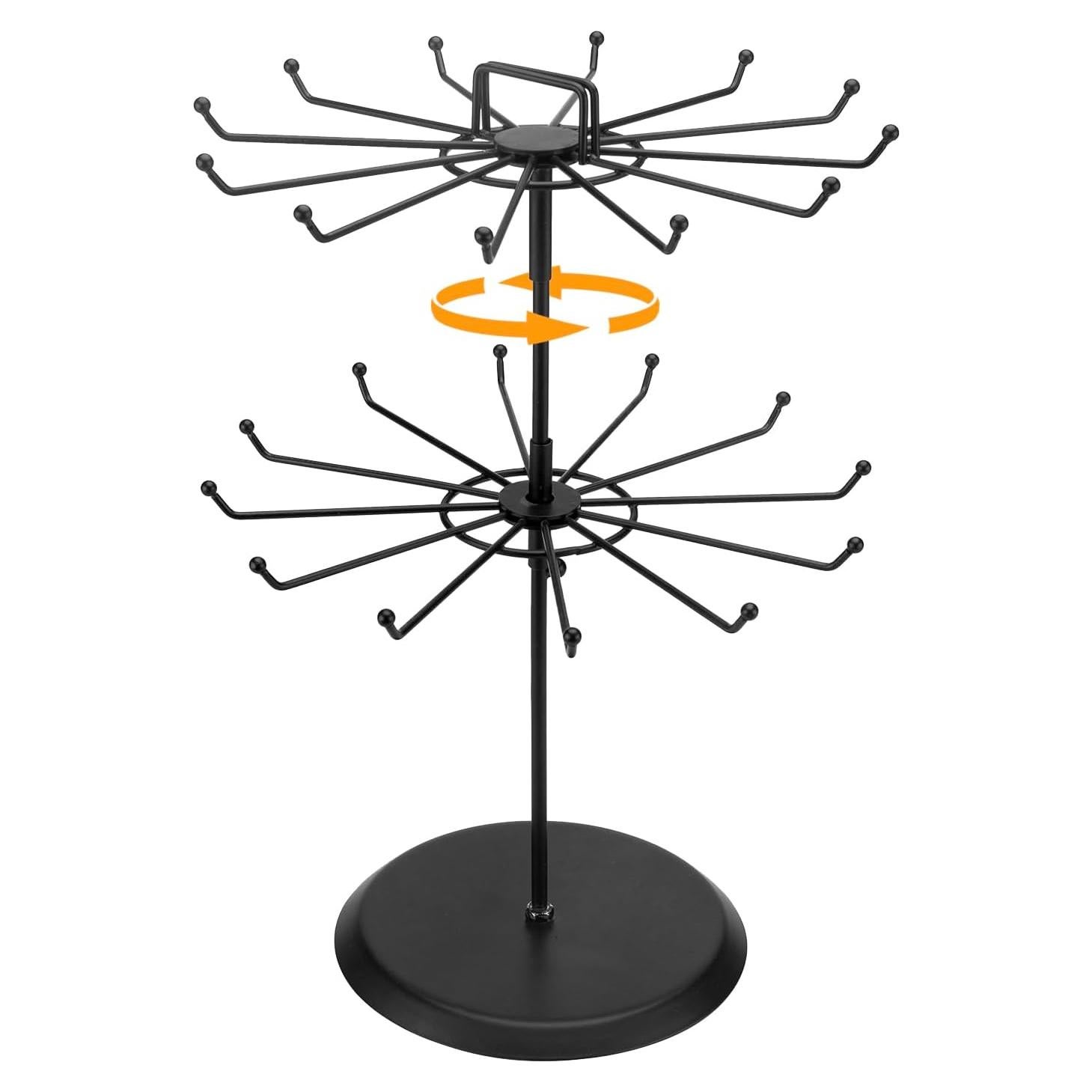 Soporte de Joyería de Metal Negro MyGift Rotatorio 2 Niveles