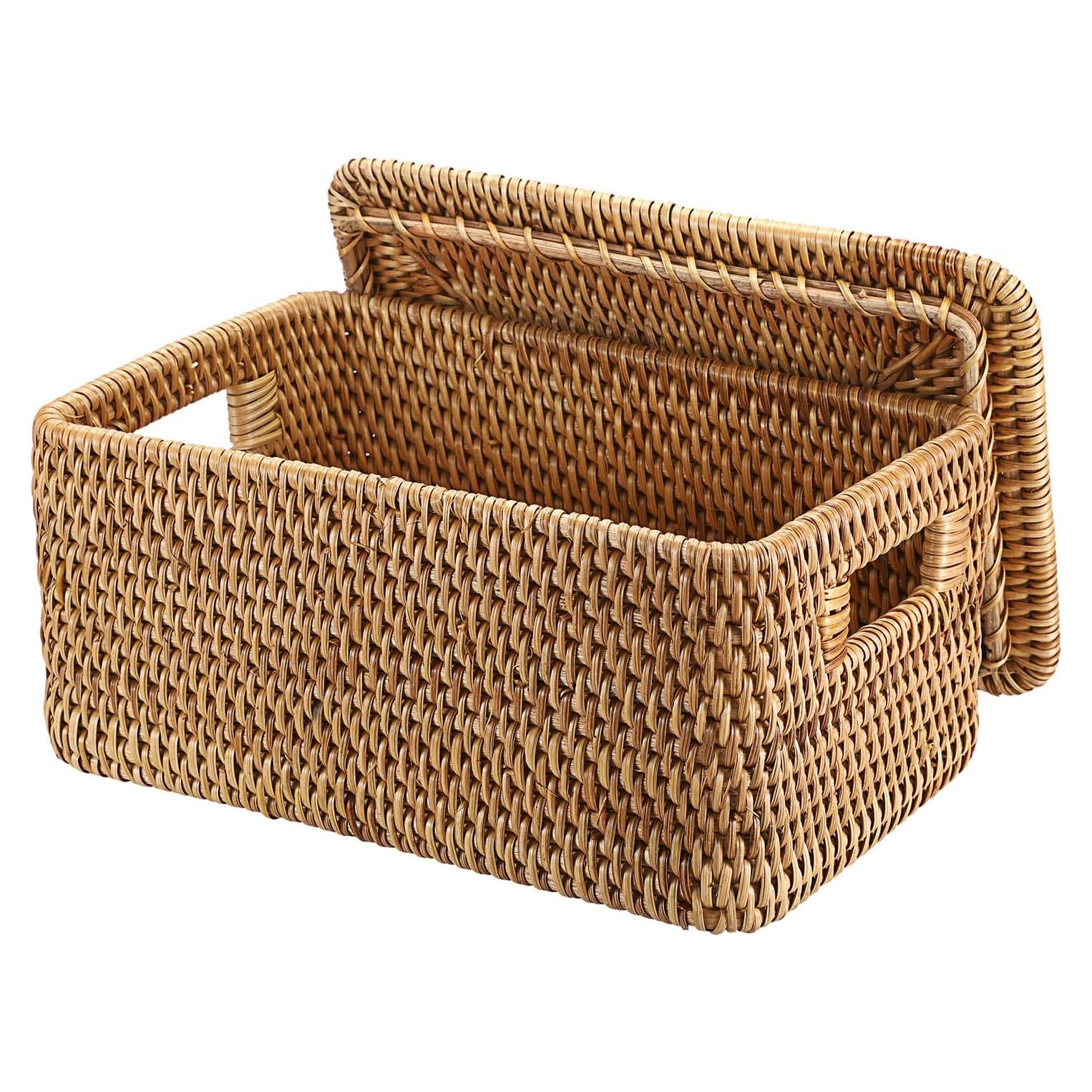 Cesta de Ratan Hipiwe Rectangular con Tapa 30.5x20.1x15cm