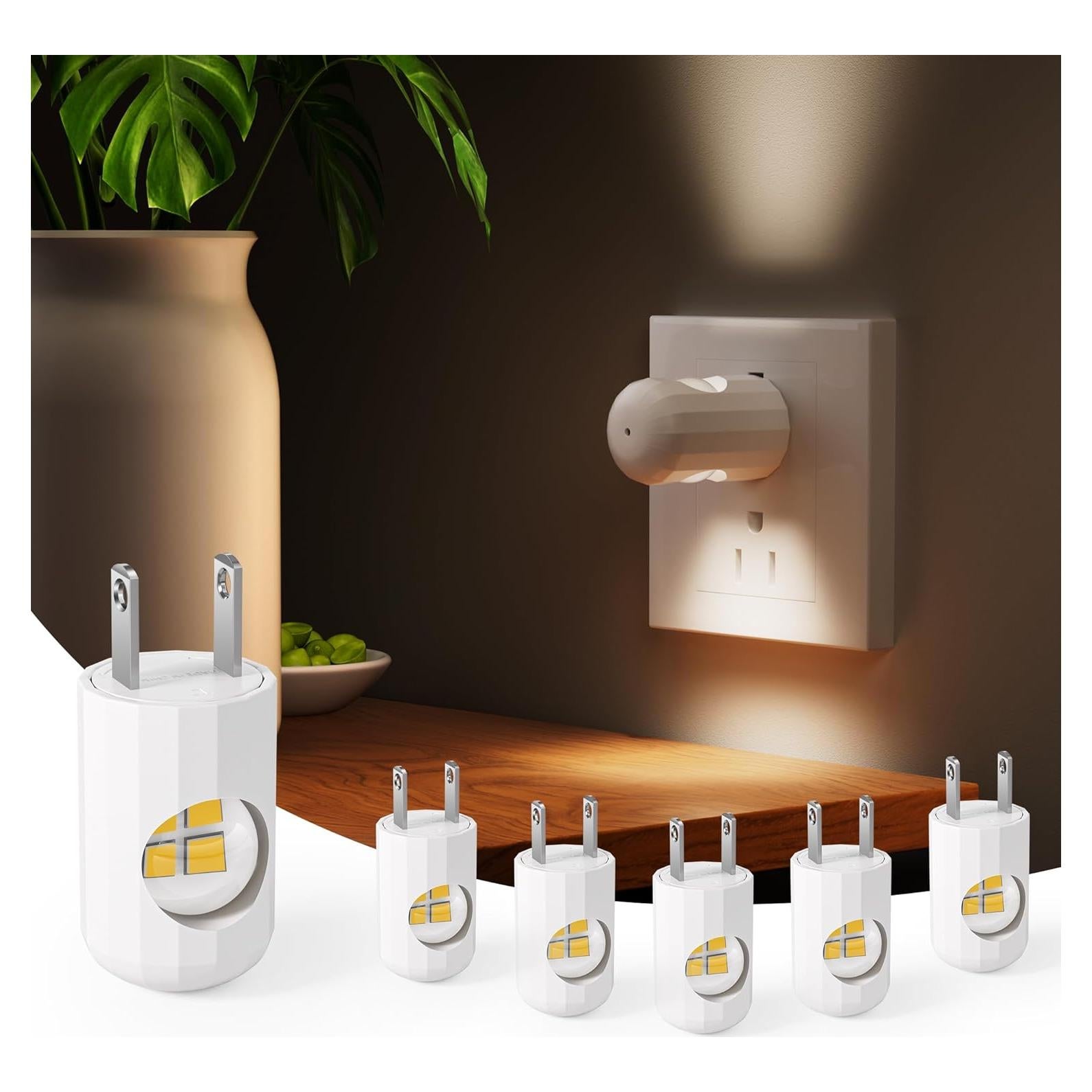 Paquete de 6 Mini Luces Nocturnas LED SETEN 2700K Automáticas