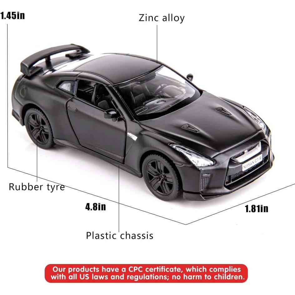 Coche GTR R35 BDTCTK a Escala 1/36 Retroceso Negro