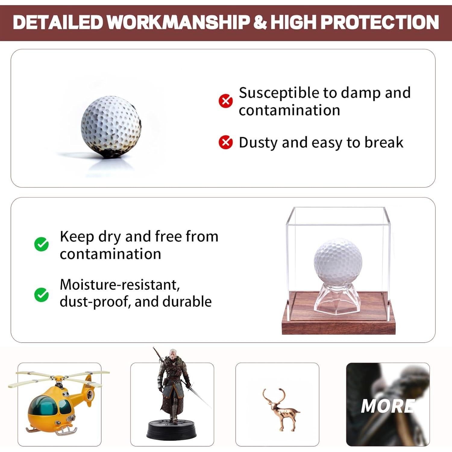 Estuche Acrílico para Pelota de Golf LiTY con Base de Madera