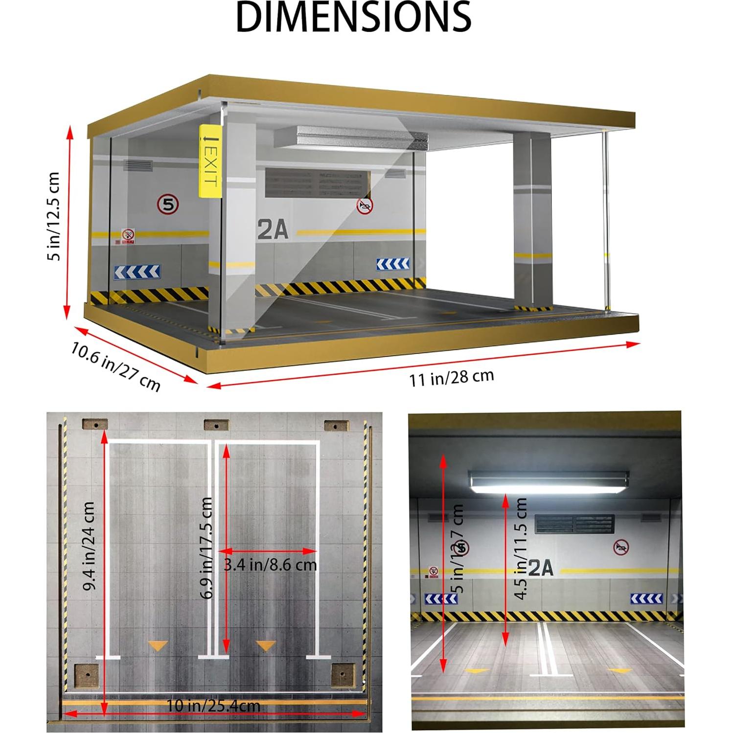 Vitrina Acrílica Bivitre 1:24 con LED 2 Parking Gray