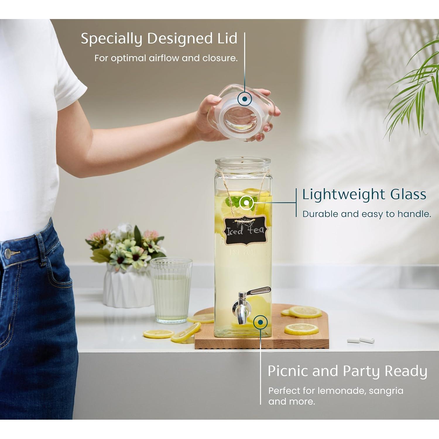 Dispensador de Bebidas KooK de Vidrio 2.37 L con Grifo