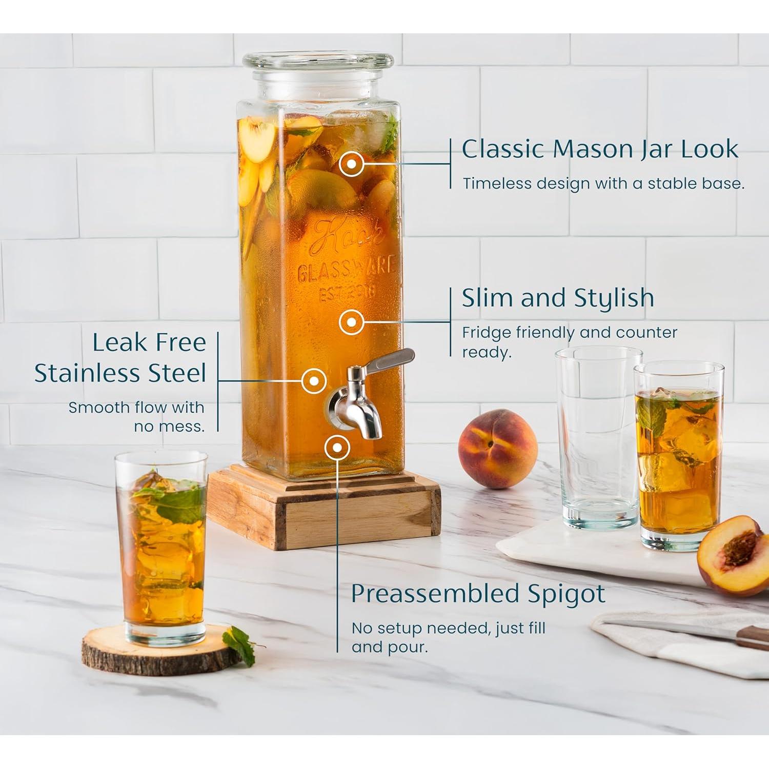 Dispensador de Bebidas KooK de Vidrio 2.37 L con Grifo