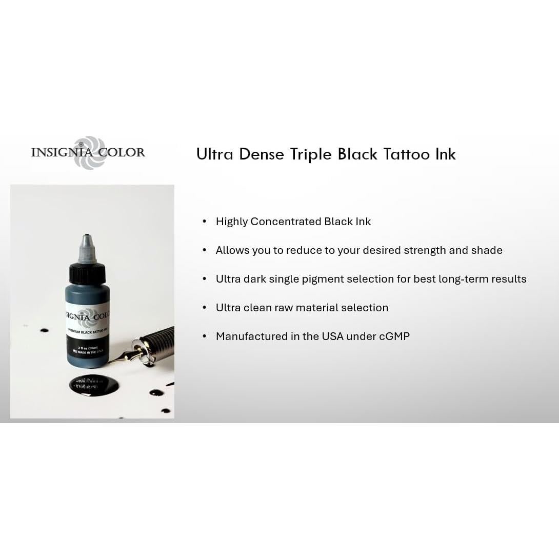 Tinta de Tatuaje Negra Insignia Color 2oz Ultra Densa Orgánica