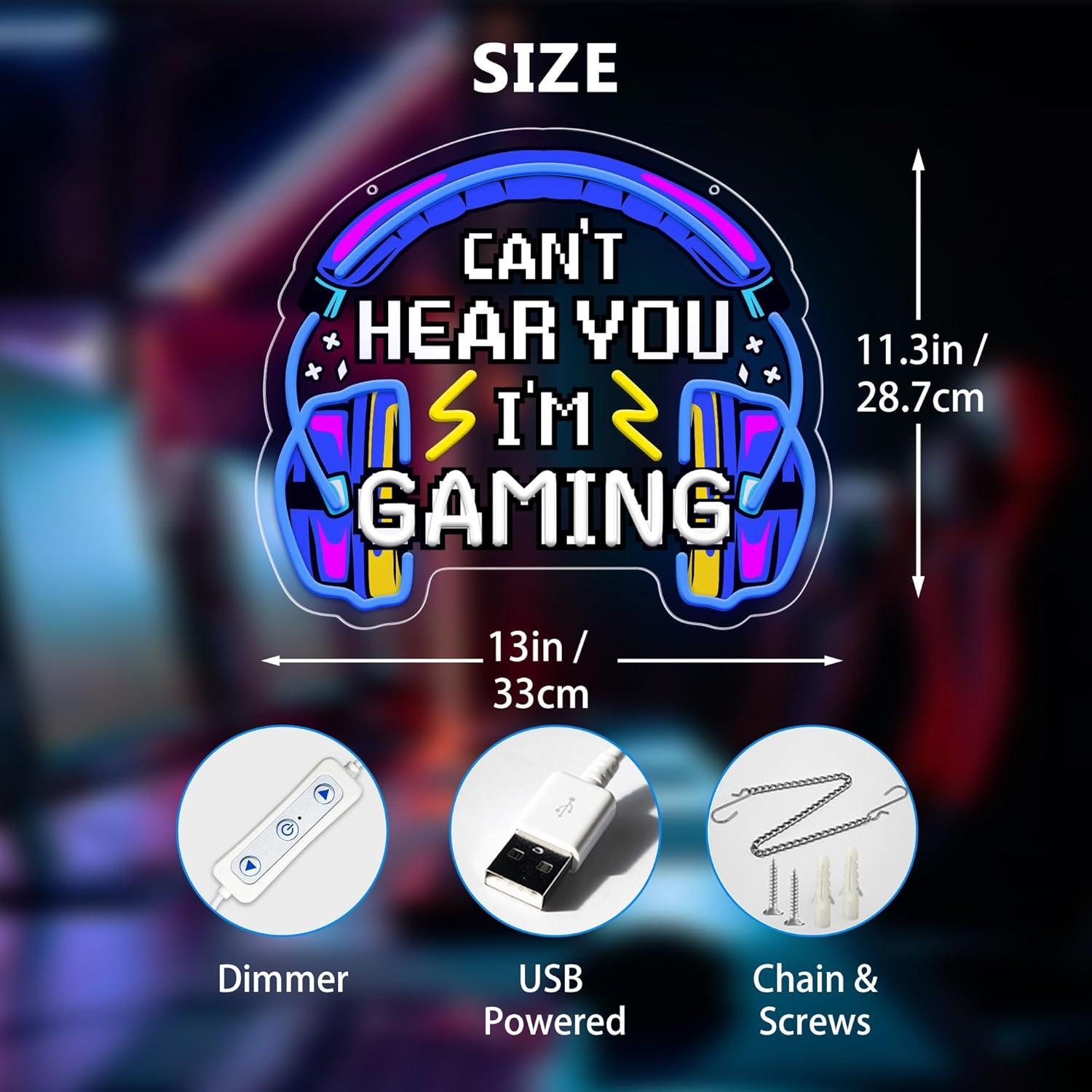 Luz de Neón Gamer CULOIS Auriculares 33x28.7cm USB Ajustable