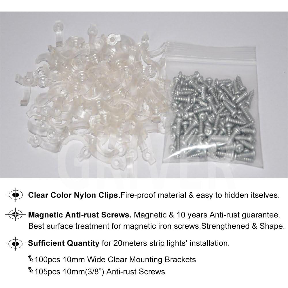 100 Soportes Transparentes para Luces de Tira LED GRIVER