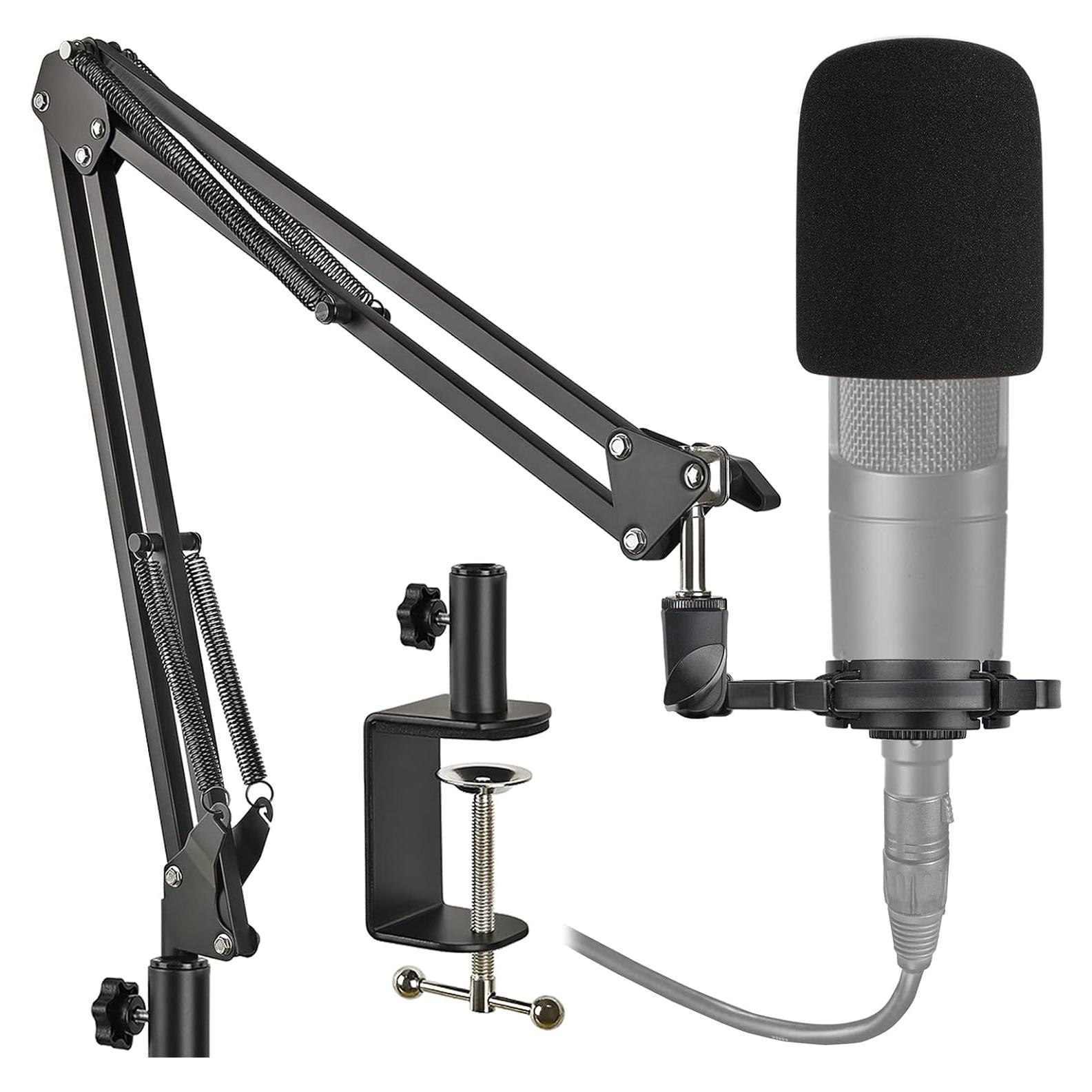 Soporte de Micrófono Ajustable Audio Technica AT2020 con Montura de Choque y Pantalla de Espuma