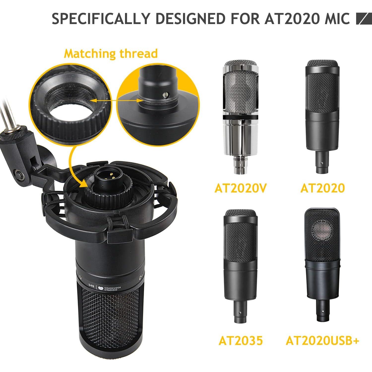 Soporte de Micrófono Ajustable Audio Technica AT2020 con Montura de Choque y Pantalla de Espuma