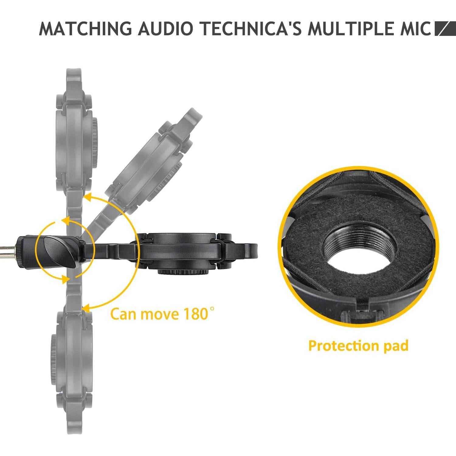 Soporte de Micrófono Ajustable Audio Technica AT2020 con Montura de Choque y Pantalla de Espuma