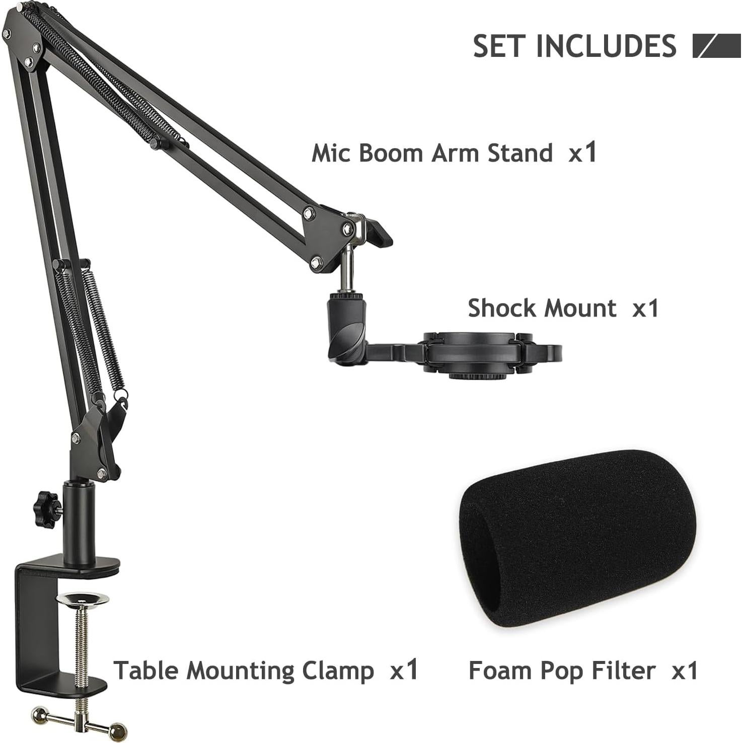 Soporte de Micrófono Ajustable Audio Technica AT2020 con Montura de Choque y Pantalla de Espuma