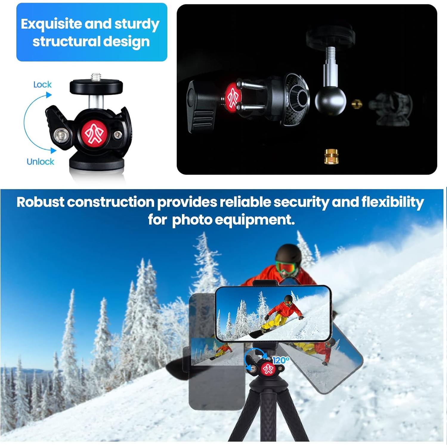 Tripod for iPhone, Goocong Flexible Tripod for Phone Camera with Cell Phone Mount for Samsung Google Smartphone, DSLR Camera