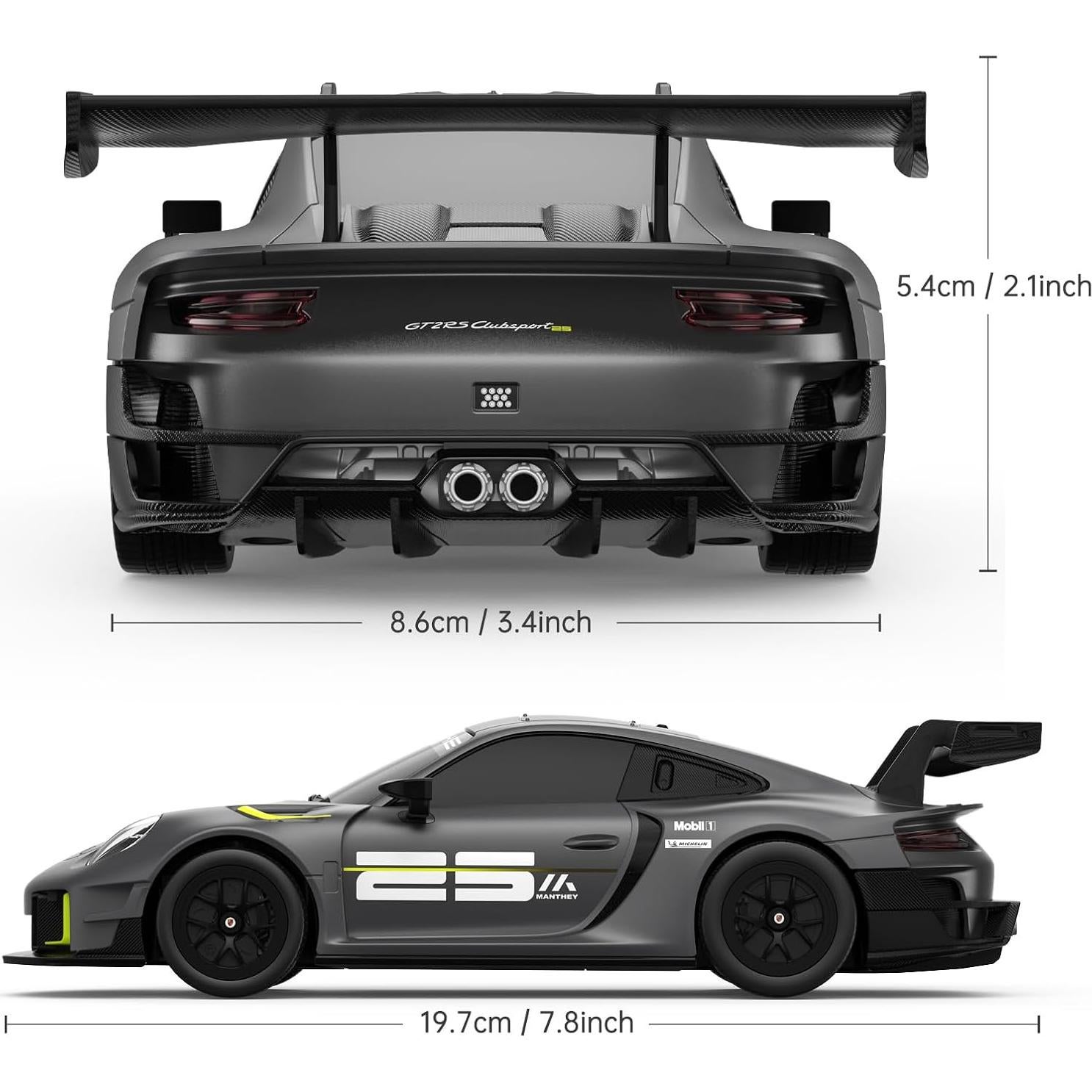 Coche RC Rastar Porsche 911 GT2 RS 1:24 Gris Control Remoto