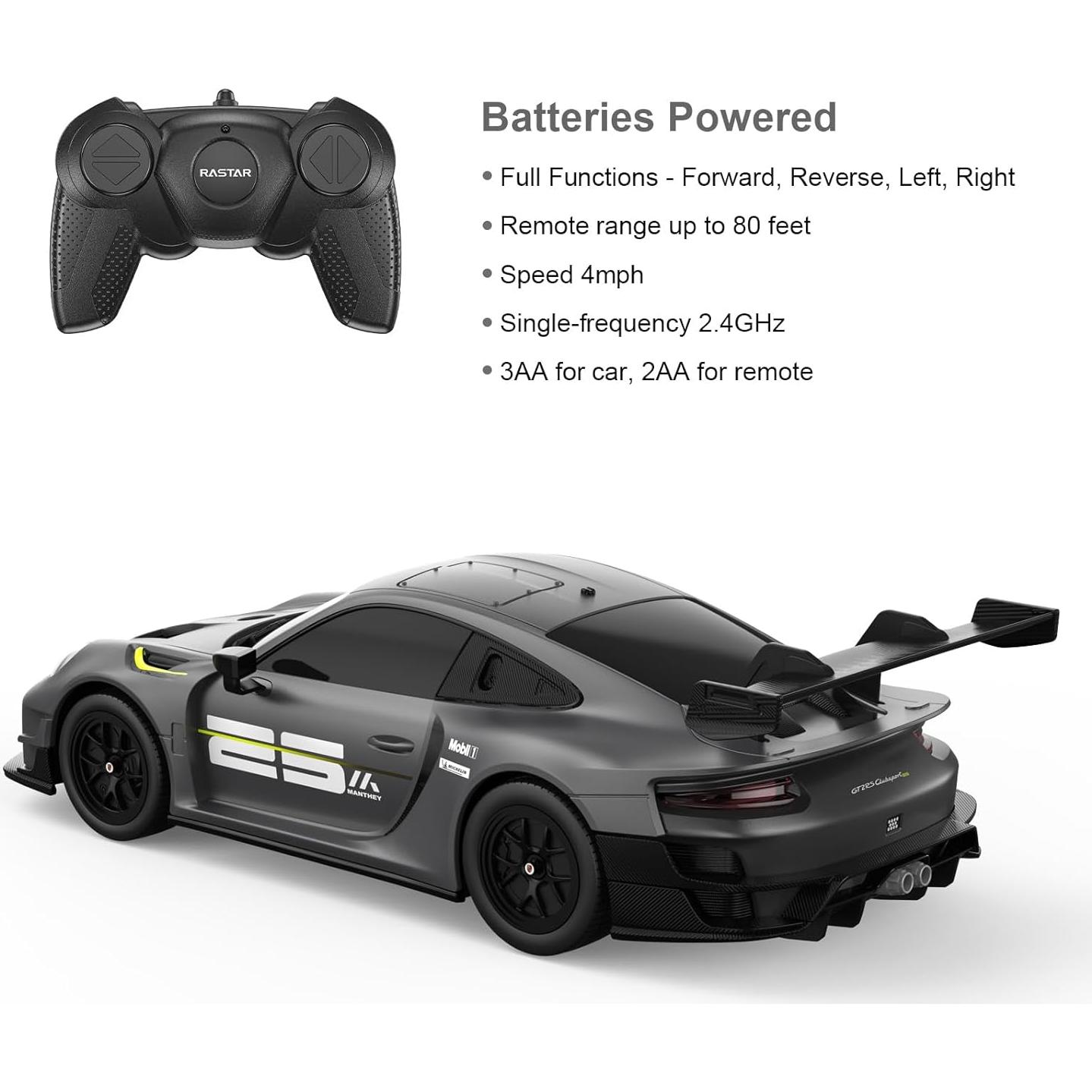 Coche RC Rastar Porsche 911 GT2 RS 1:24 Gris Control Remoto