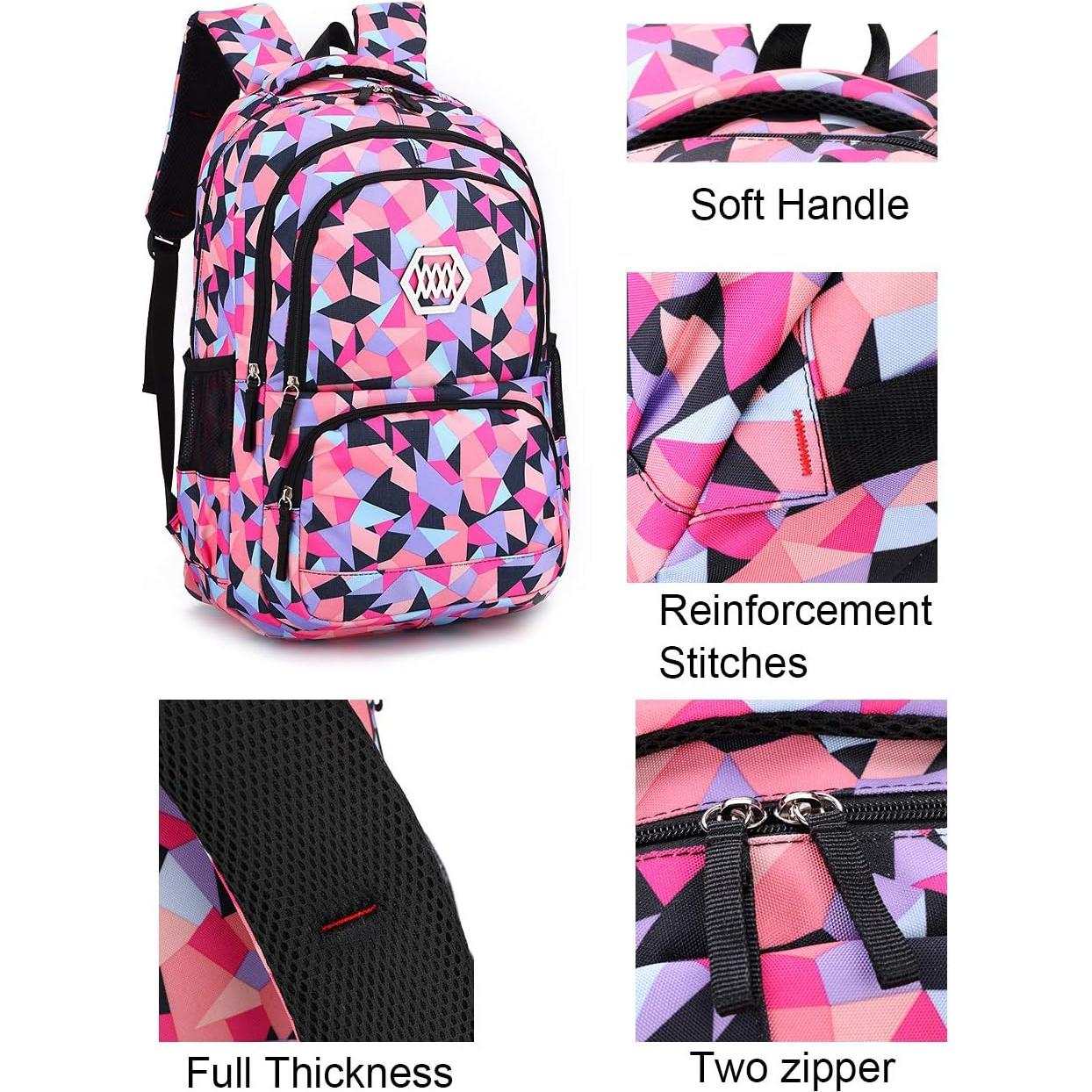 Mochila Escolar Geométrica JiaYou 19L Negra para Niñas