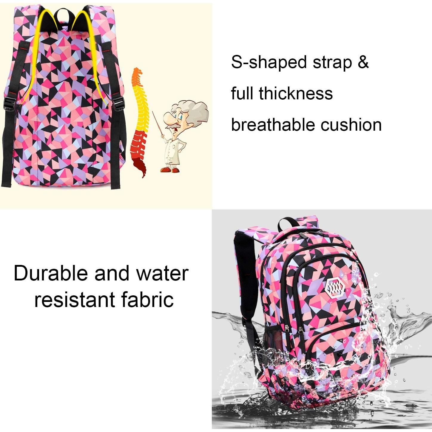 Mochila Escolar Geométrica JiaYou 19L Negra para Niñas