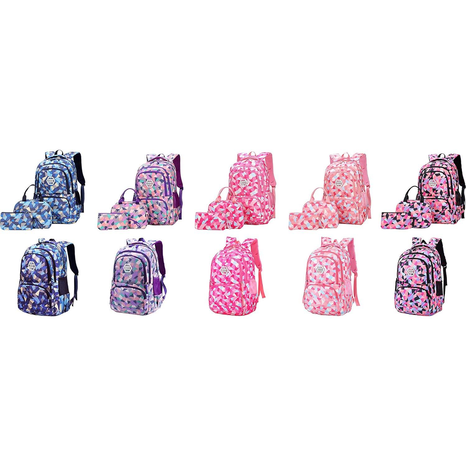 Mochila Escolar Geométrica JiaYou 19L Negra para Niñas