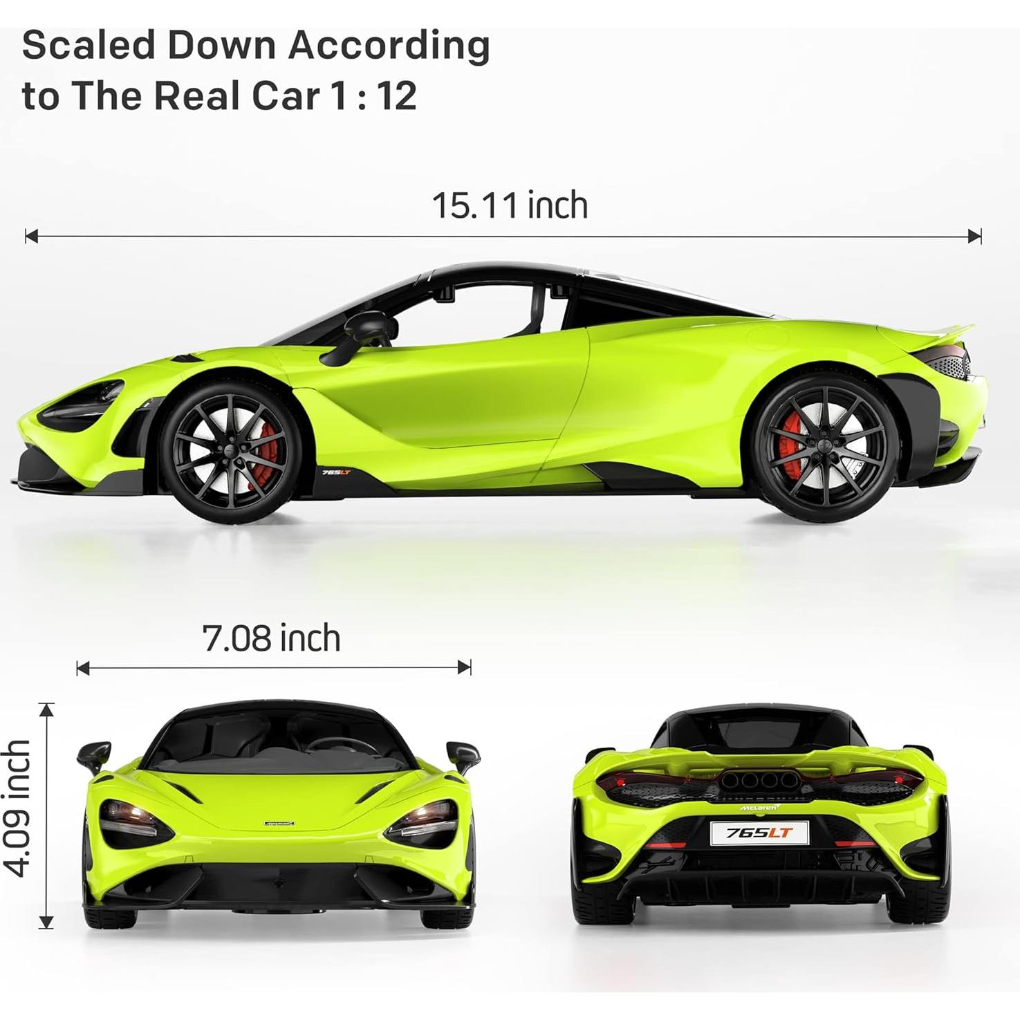 Coche RC McLaren 765LT MIEBELY Escala 1/12 Verde 12km/h