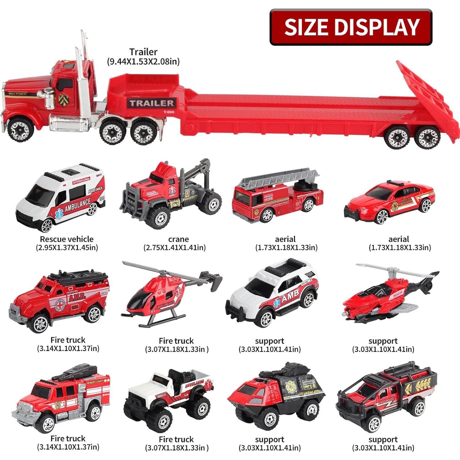 Camión de Bomberos Oriate con Remolque y Vehículos 1:64