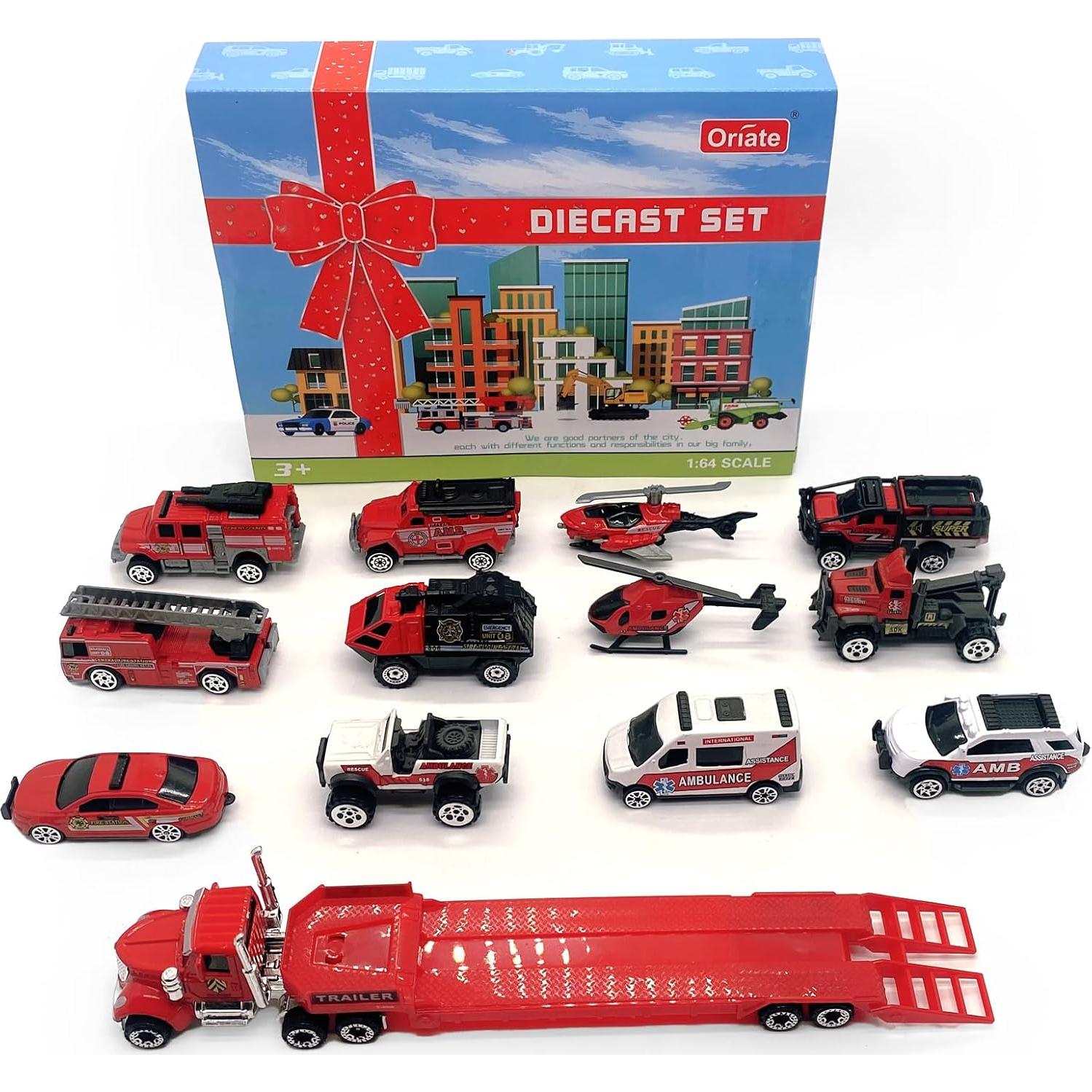 Camión de Bomberos Oriate con Remolque y Vehículos 1:64