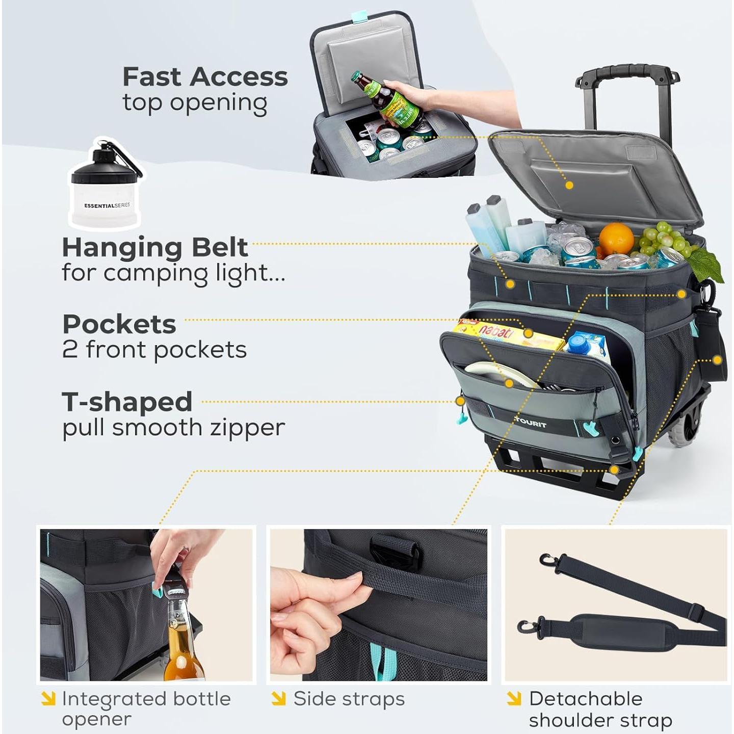 Enfriador Rodante TOURIT 28L Aislado para Camping y Playa