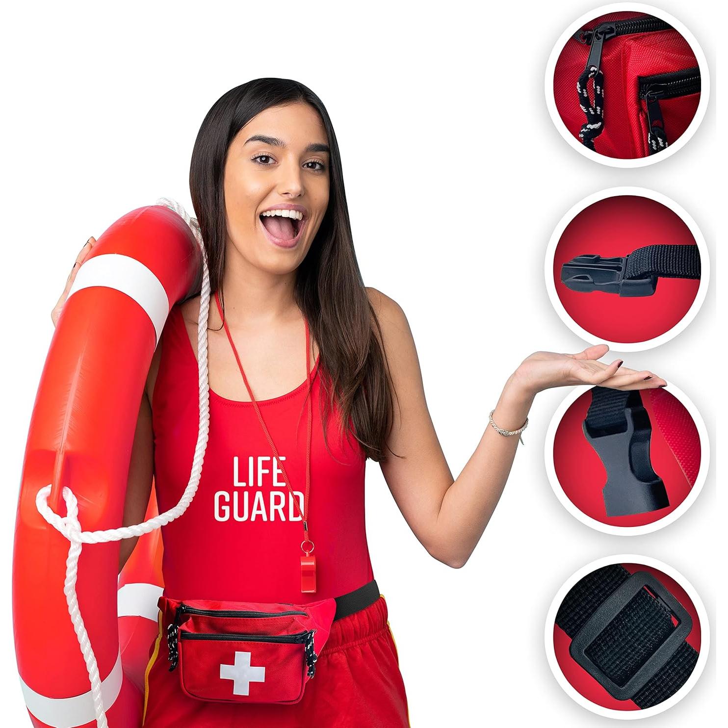 Riñonera de Socorrista Roja EMS XTRM con Silbato y Correa Ajustable