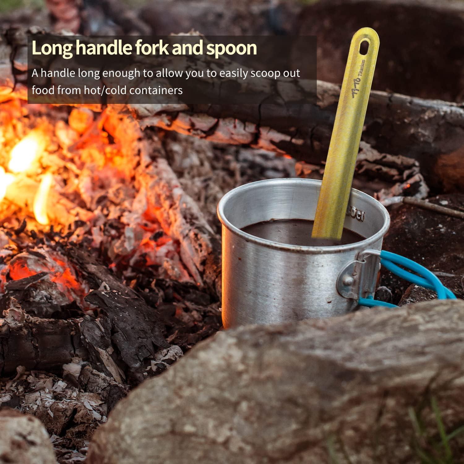 Spork de Titanio TiTo Ecológico Mango Largo 2 Piezas