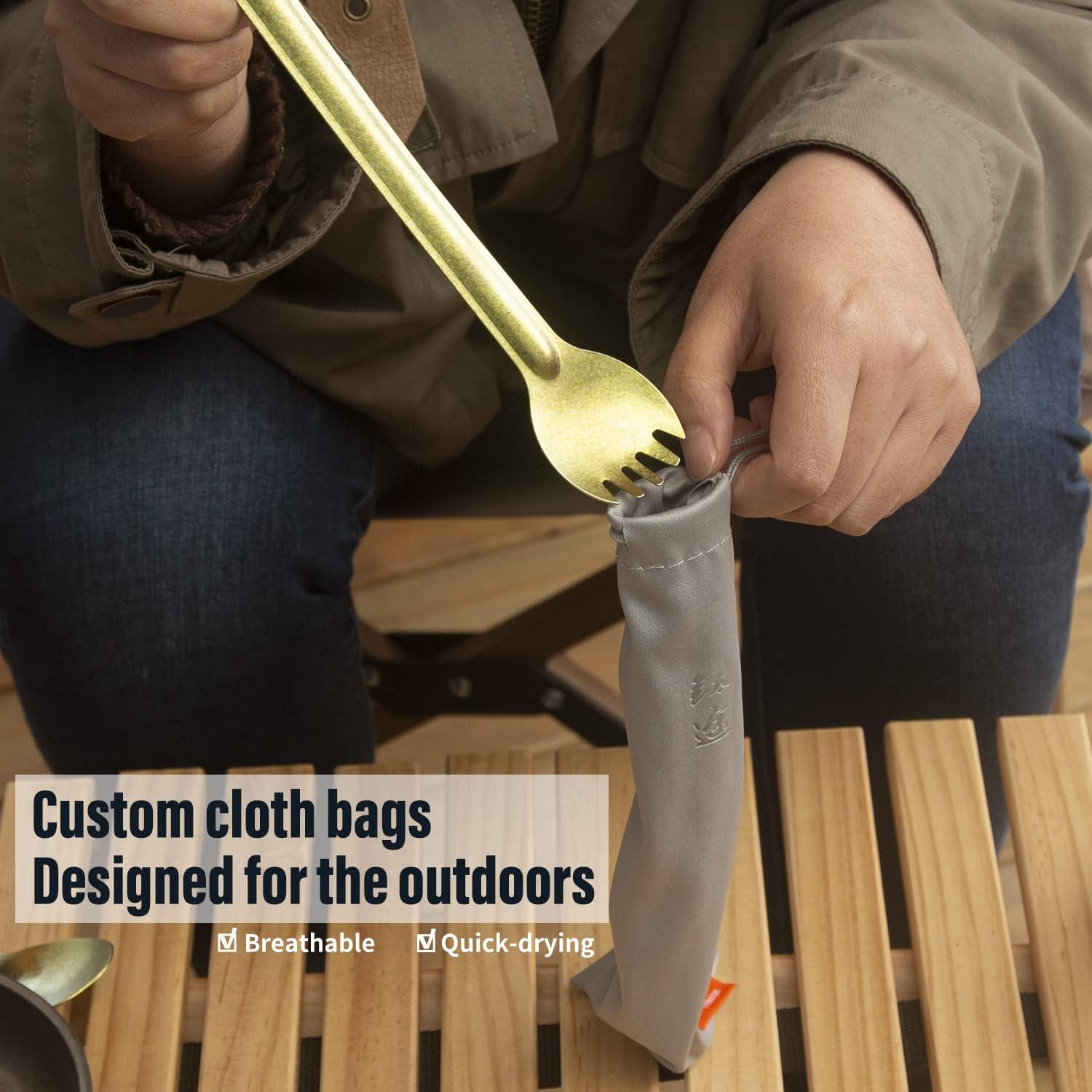 Spork de Titanio TiTo Ecológico Mango Largo 2 Piezas