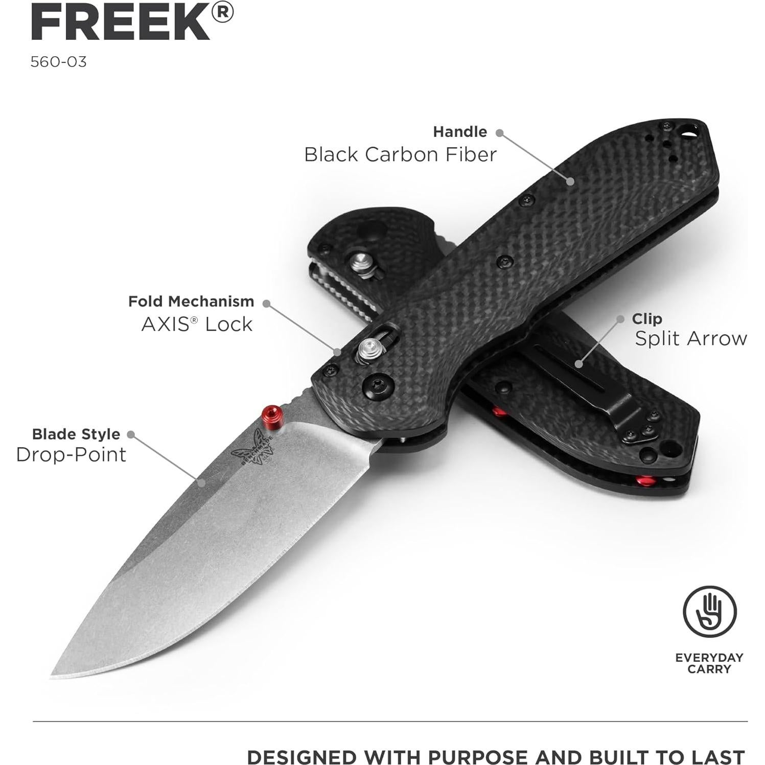 Cuchillo Benchmade Freek 560-03 Mango Fibra de Carbono 12.34cm