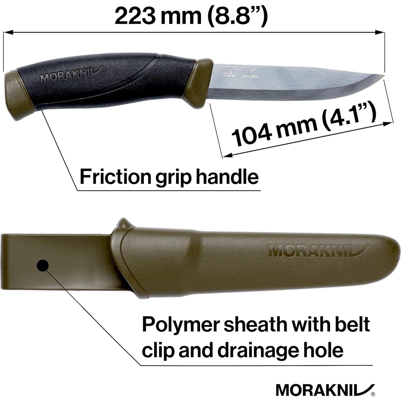 Cuchillo Morakniv Companion Verde Militar 104 mm Acero Inoxidable