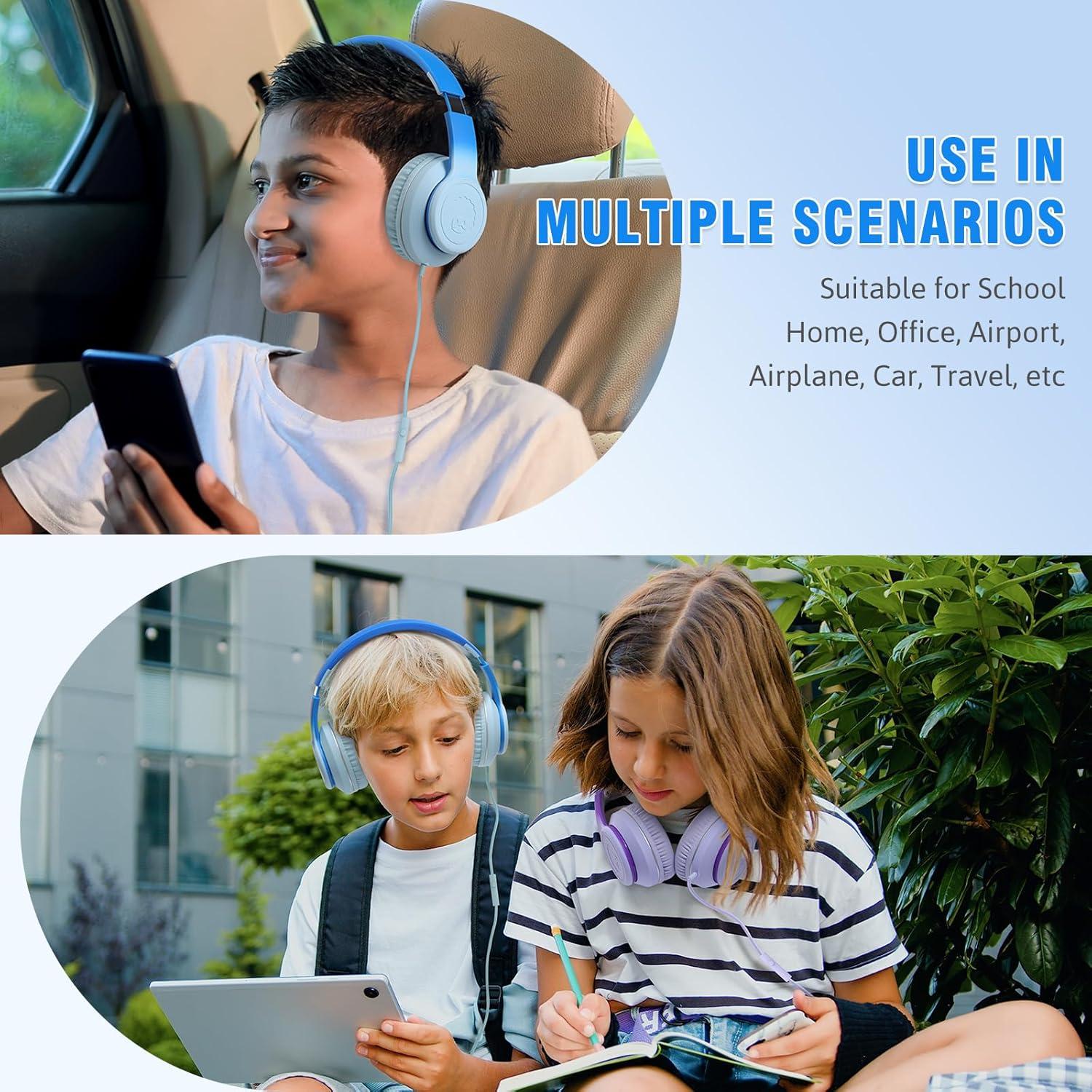 Auriculares con Cable Rockpapa L22 para Niños y Adultos Azul