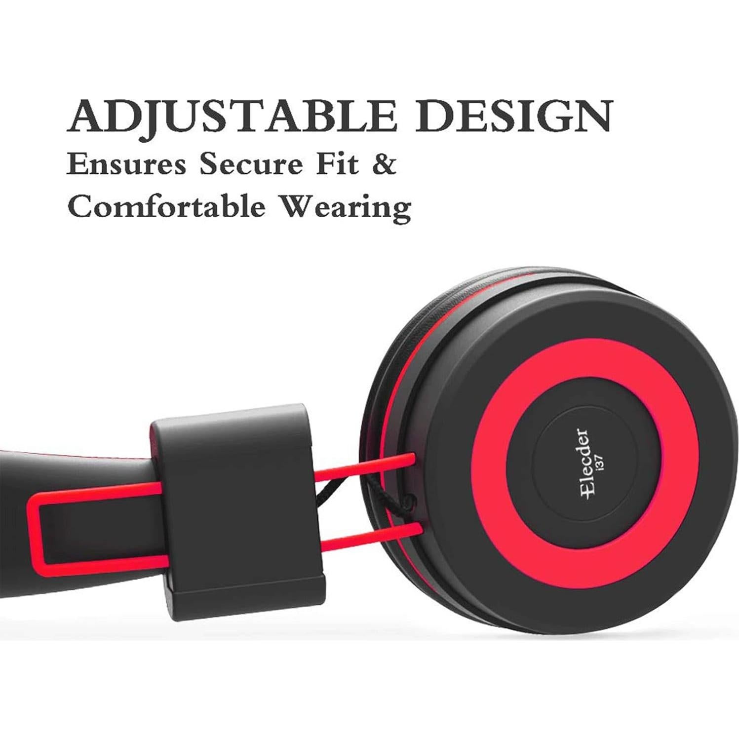 Auriculares Plegables ELECDER i37 para Niños 3.5mm Negro/Rojo