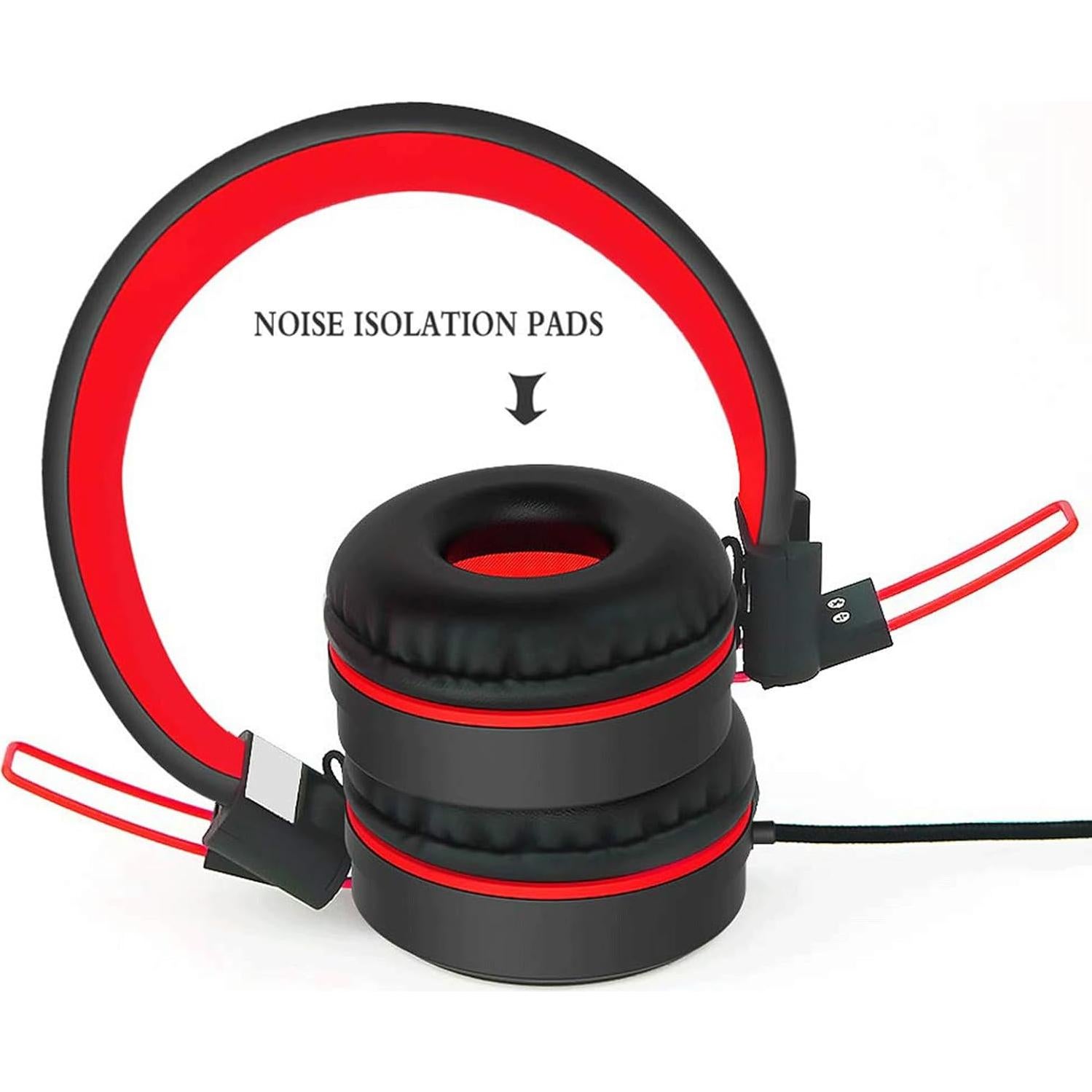 Auriculares Plegables ELECDER i37 para Niños 3.5mm Negro/Rojo