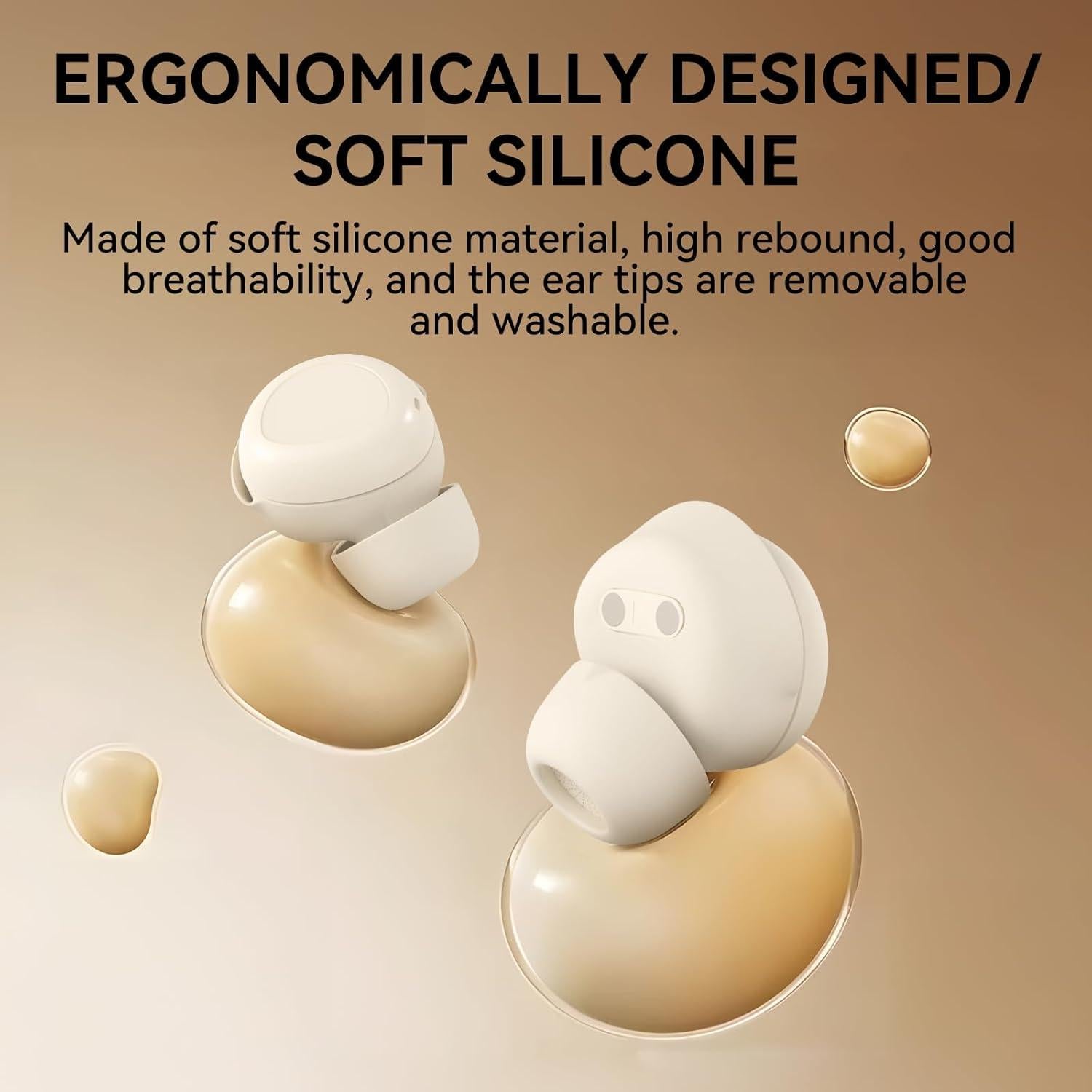 Sleep Headphones, Wireless Silicone Earbuds for Side Sleeping, Ultra-Thin Bluetooth 5.4, Comfortable Invisible Earbuds (Light White)