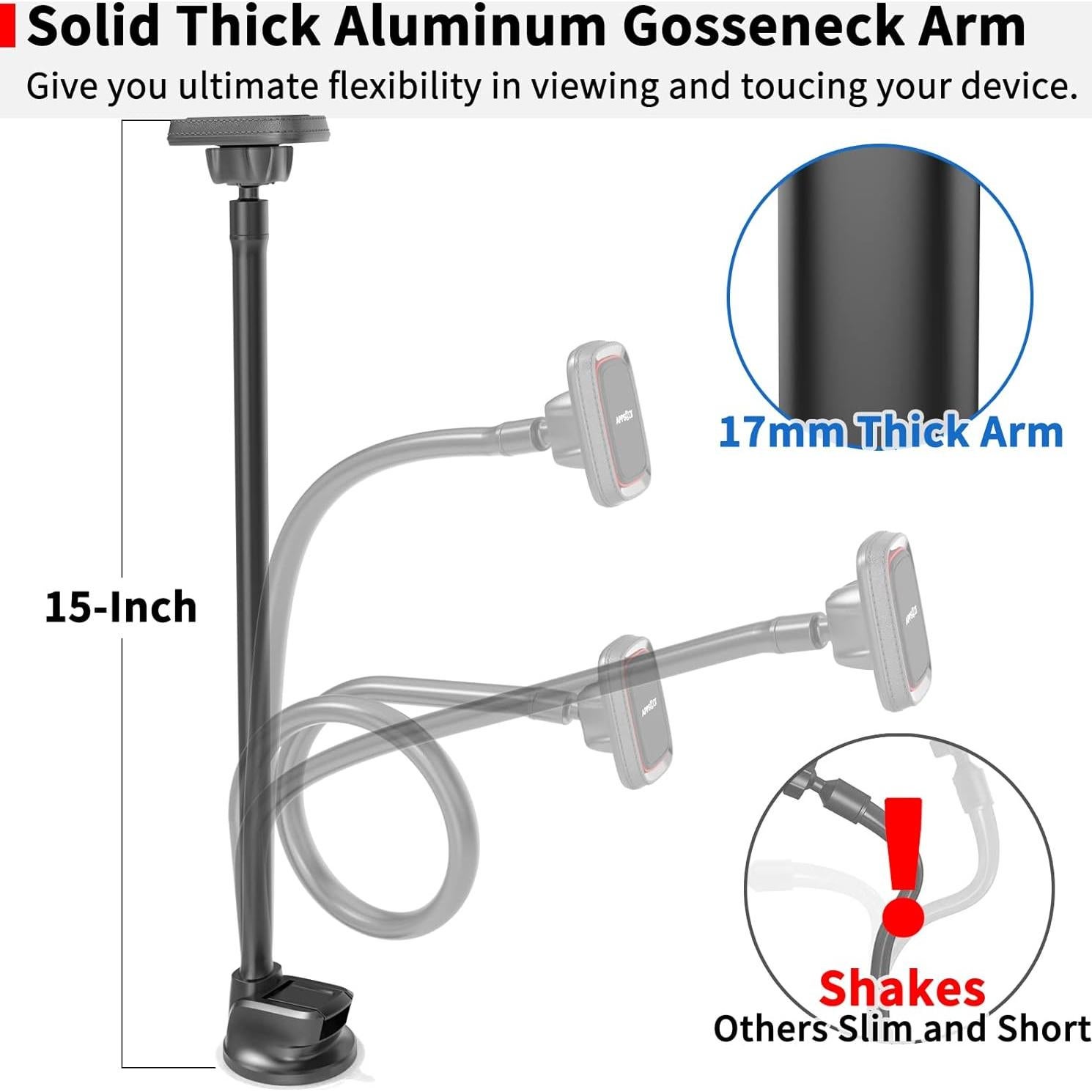 Soporte Magnético para Teléfono de Coche APPS2Car M02PRO-S3L Brazo Largo 33cm