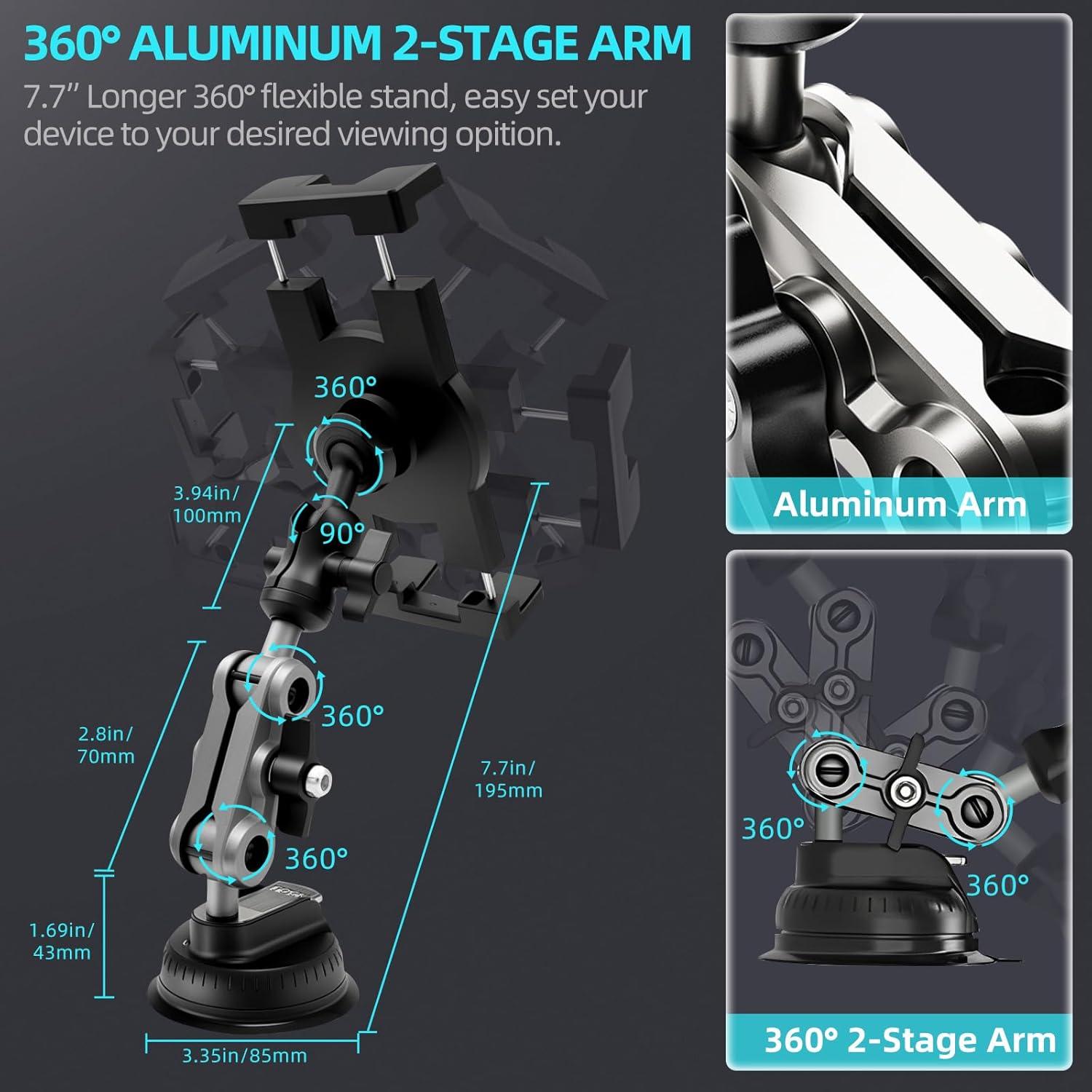 Soporte para Tablet de Aluminio Porfortop 360° para Coche