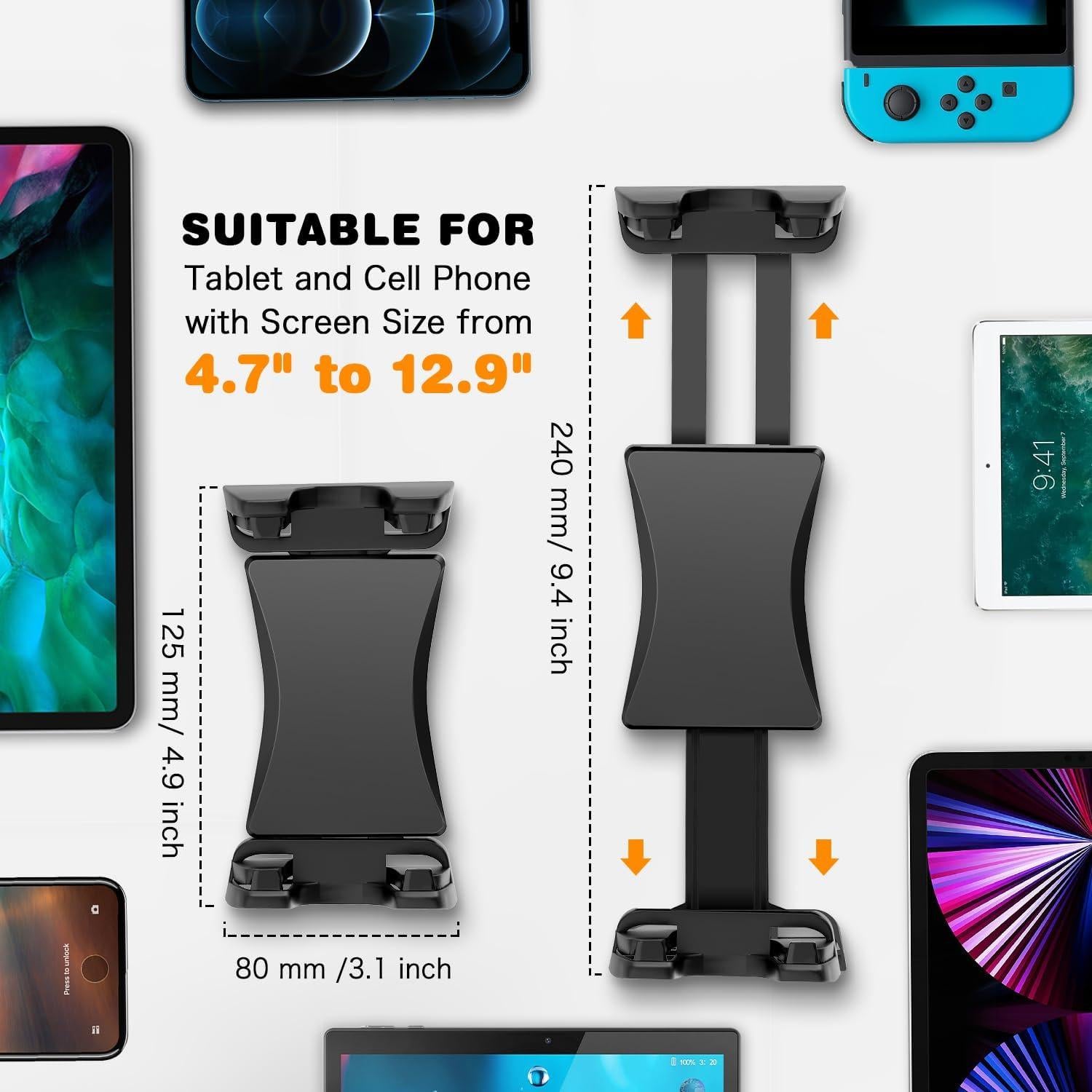 Soporte para Tablet de Coche BAISHUN Ajustable 360° Negro